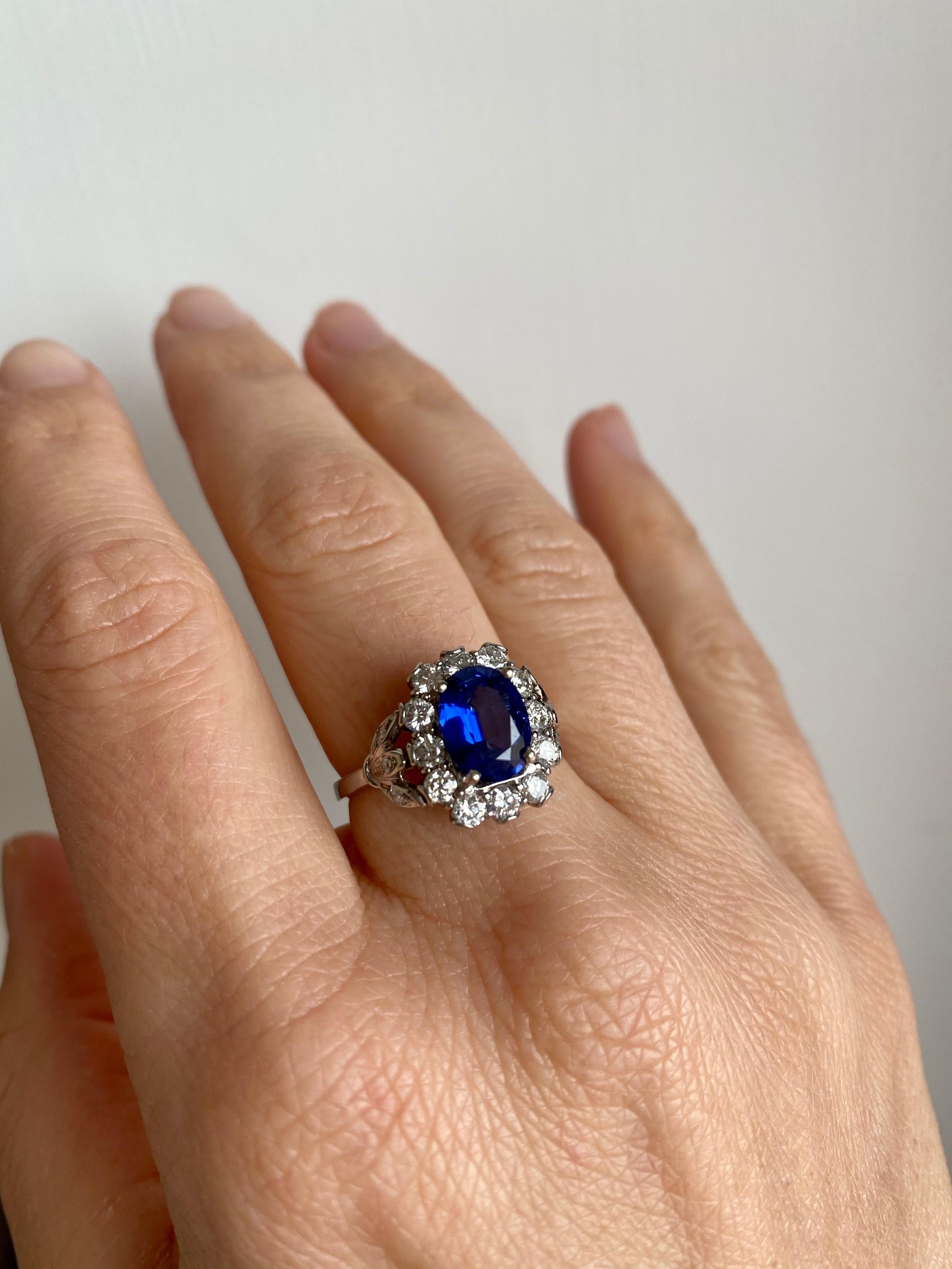 Belle Époque Sapphire Diamond Engagement Ring 8