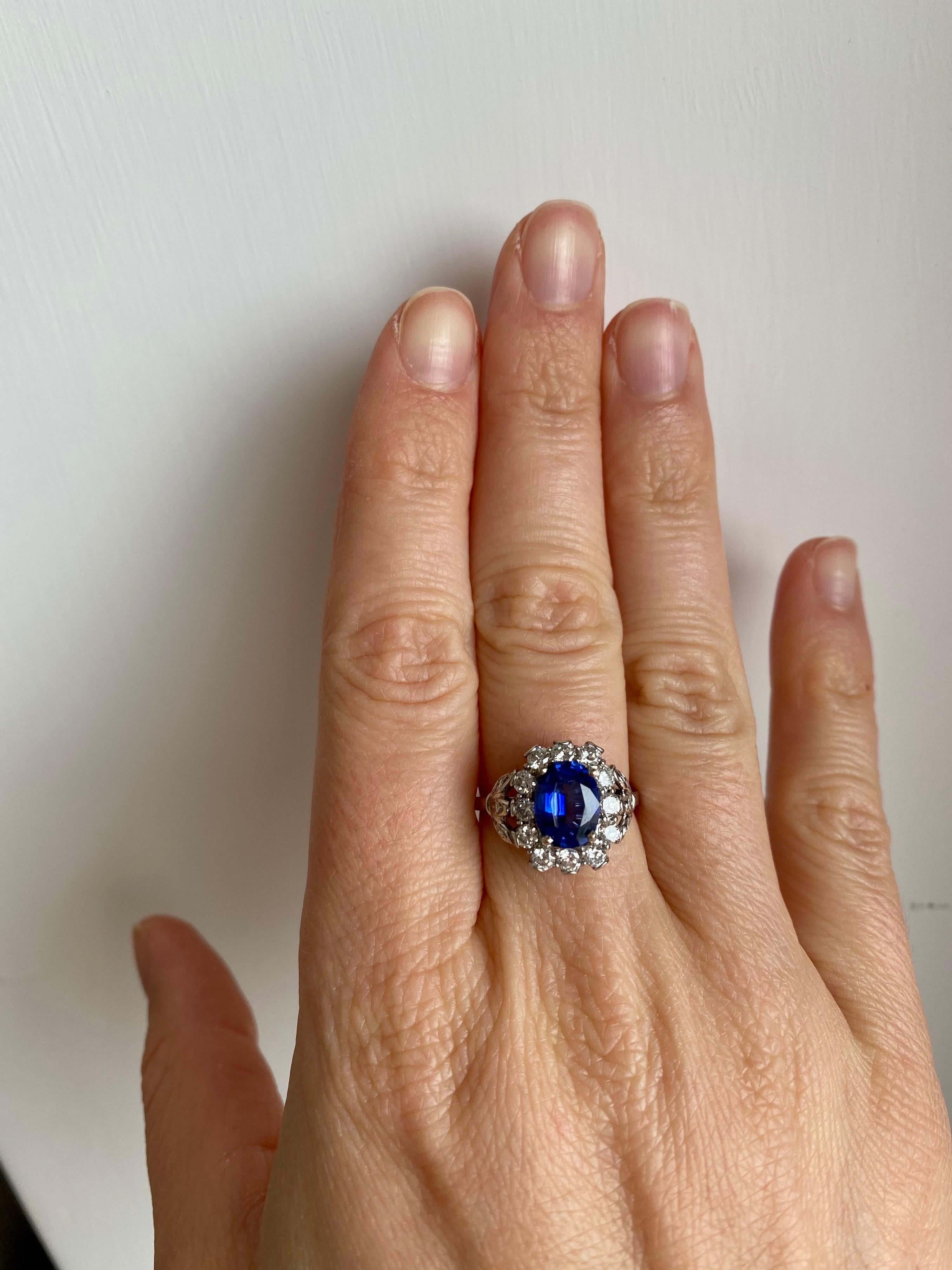 Belle Époque Sapphire Diamond Engagement Ring 7