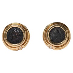 Bulgari Monete Gold Rare Ancient Coin Diamond Earrings