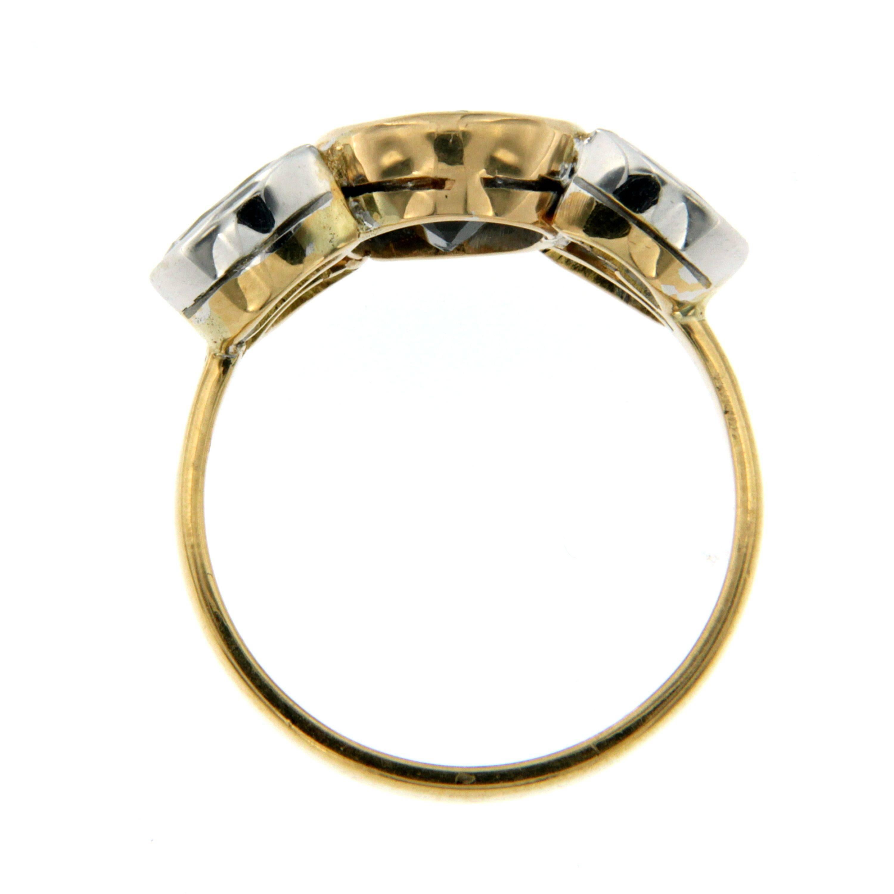 Women's 1940s Sapphire Diamond Gold Ring