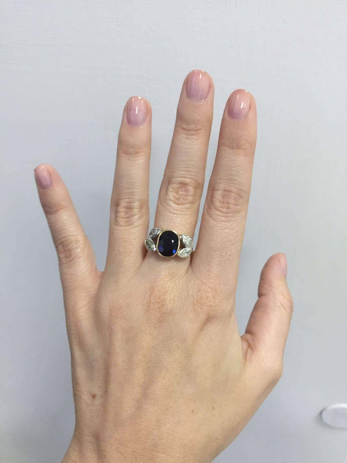 1940s Sapphire Diamond Gold Ring 2