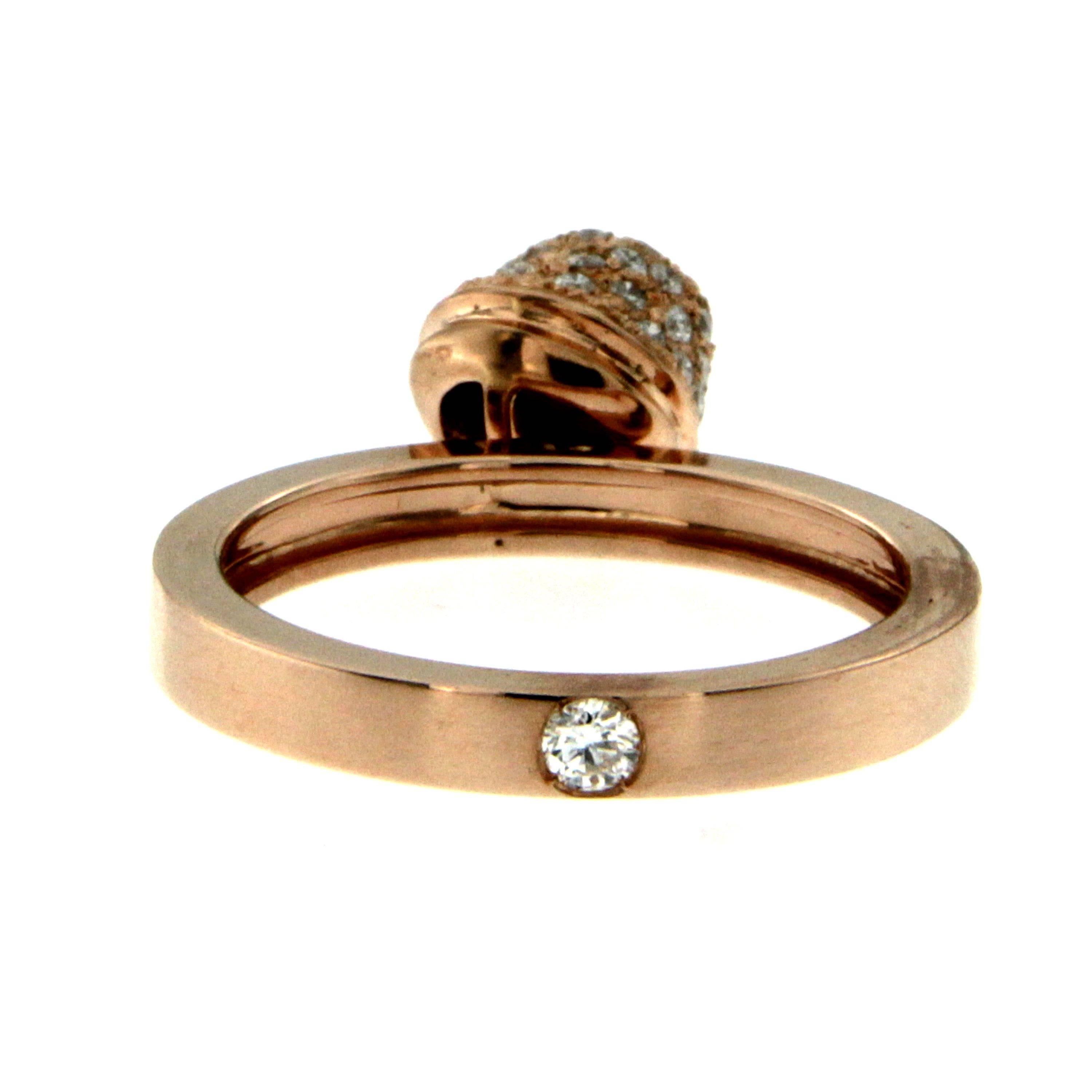 Diamond Rose Gold Ring In New Condition In Napoli, Italy