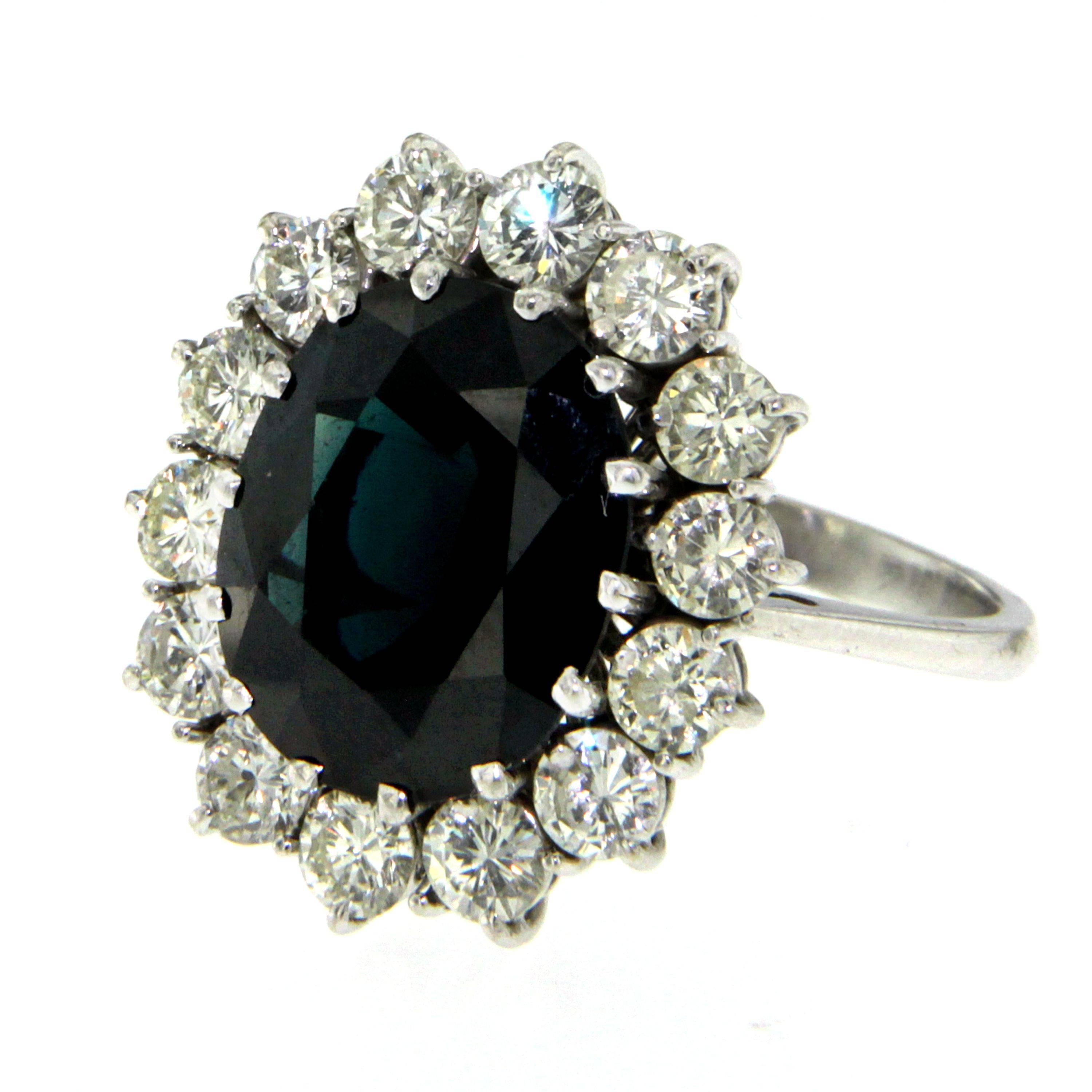 7.00 Carat Sapphire Diamond Gold Ring