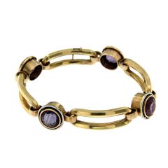 Amethyst Gold Link Bracelet