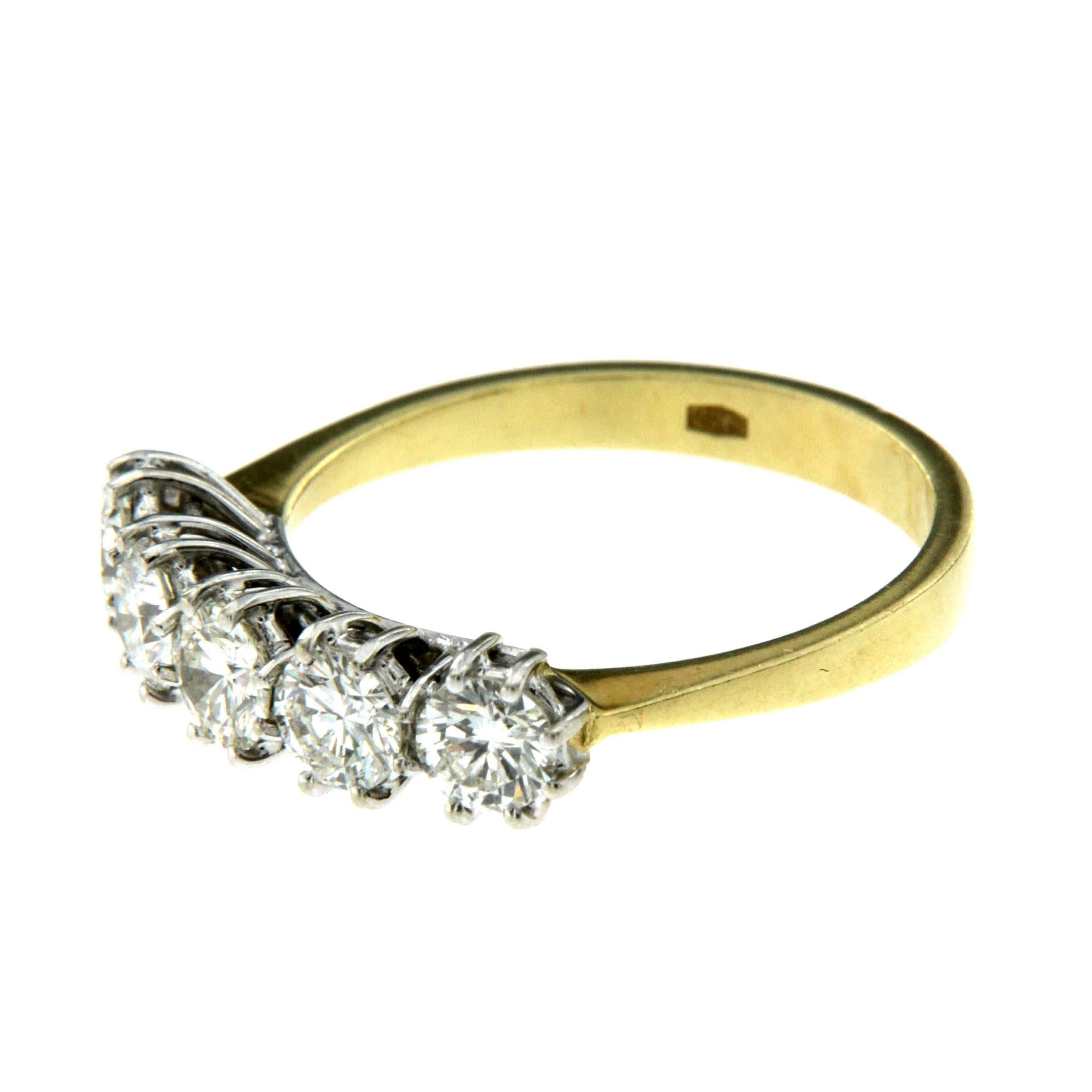 Women's Diamond and 18k Gold Five Stone Ring