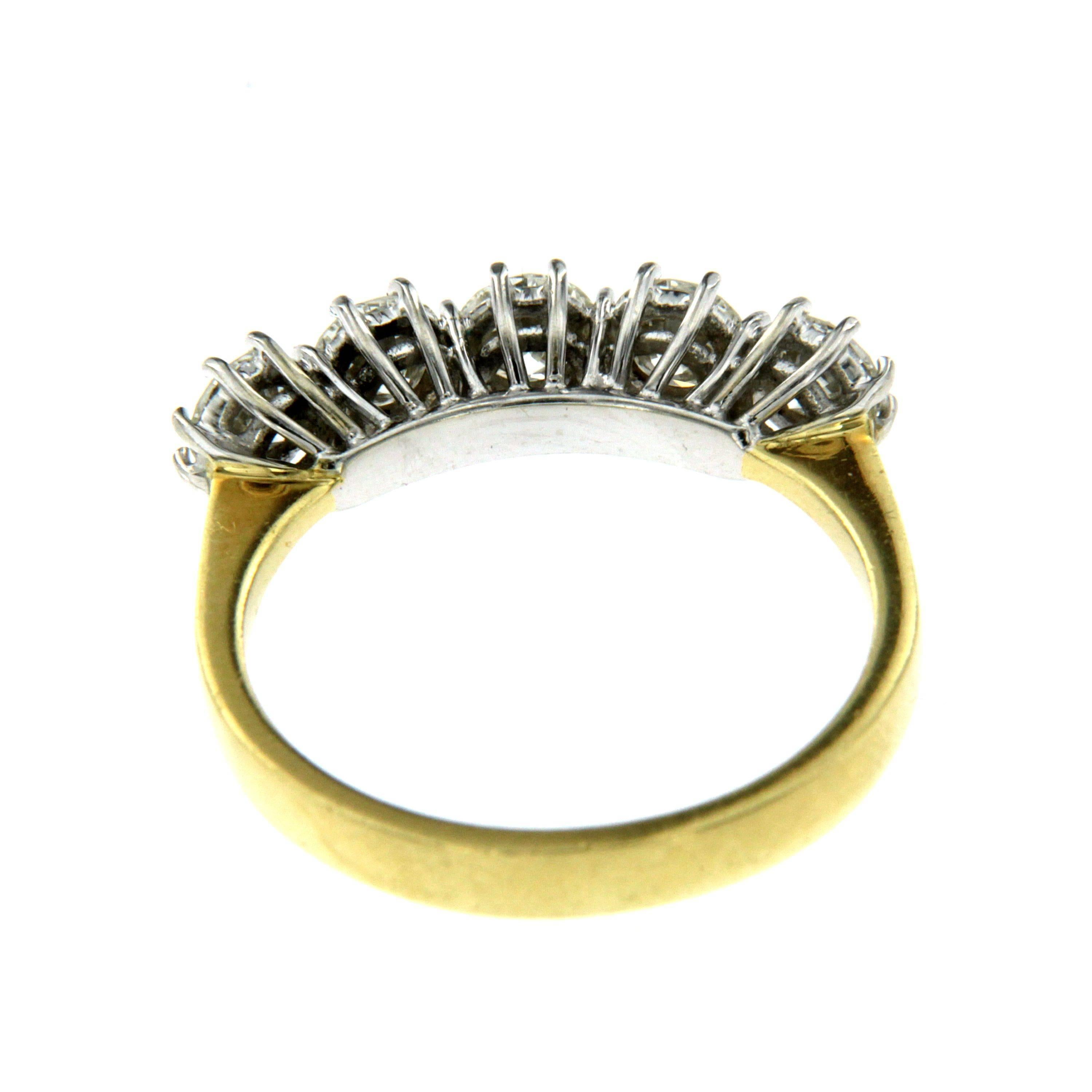 Diamond and 18k Gold Five Stone Ring 1