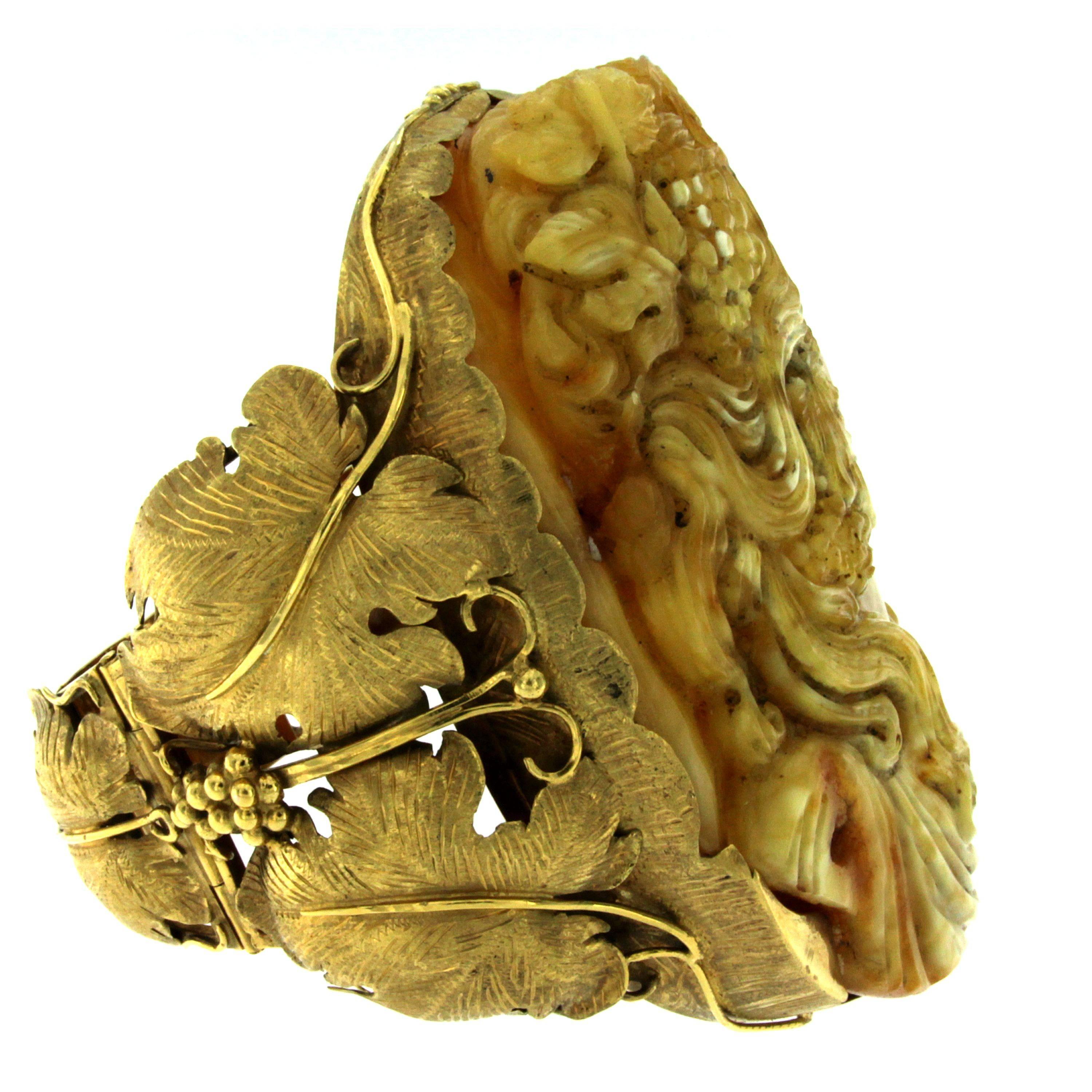 Baroque Amber Gold Bangle Bracelet