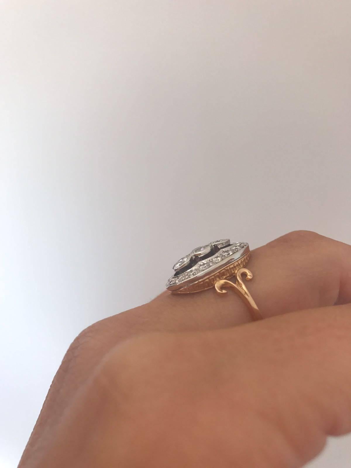 Women's Art Deco Style Gold Diamond Ring