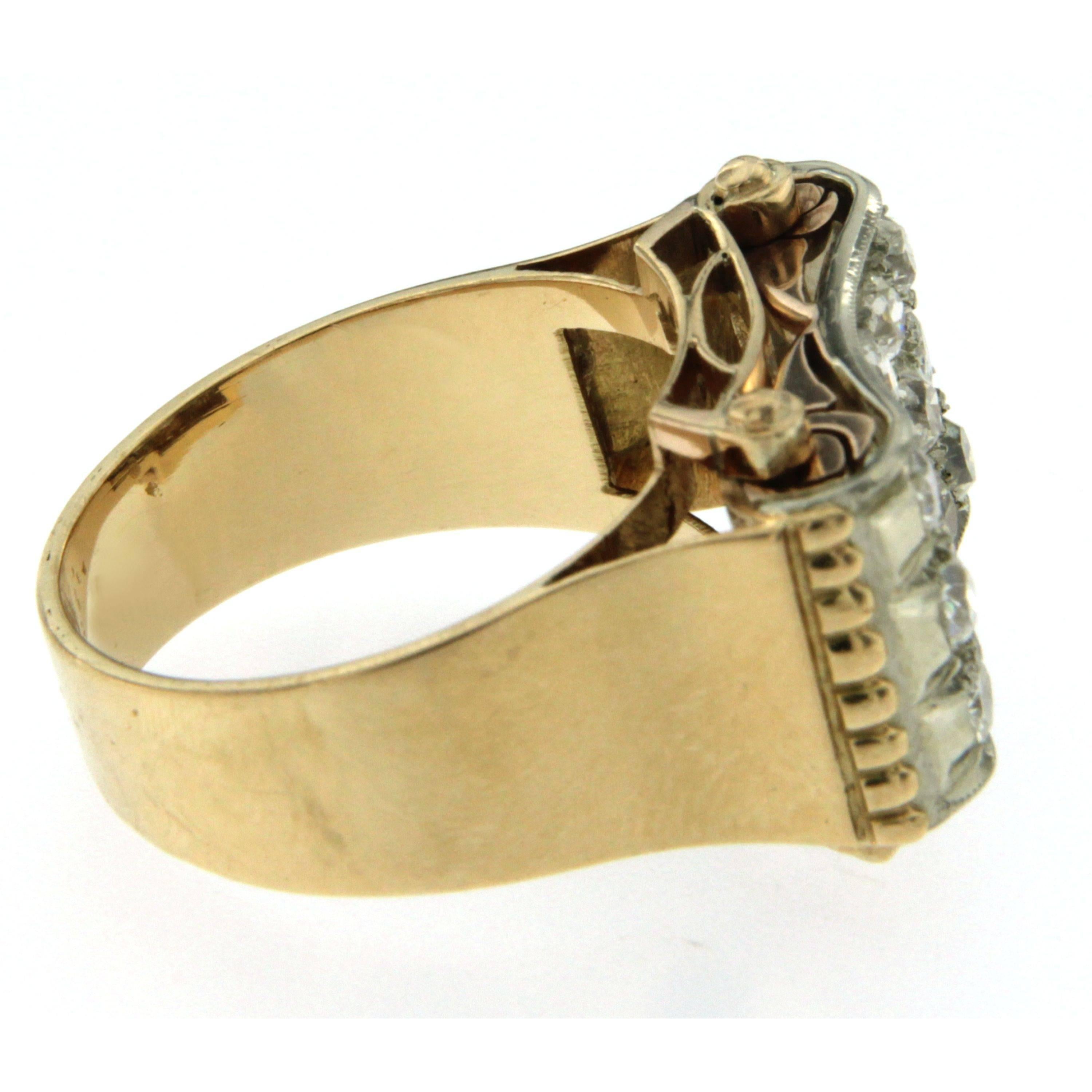 Women's Art Deco Diamond Gold Ring