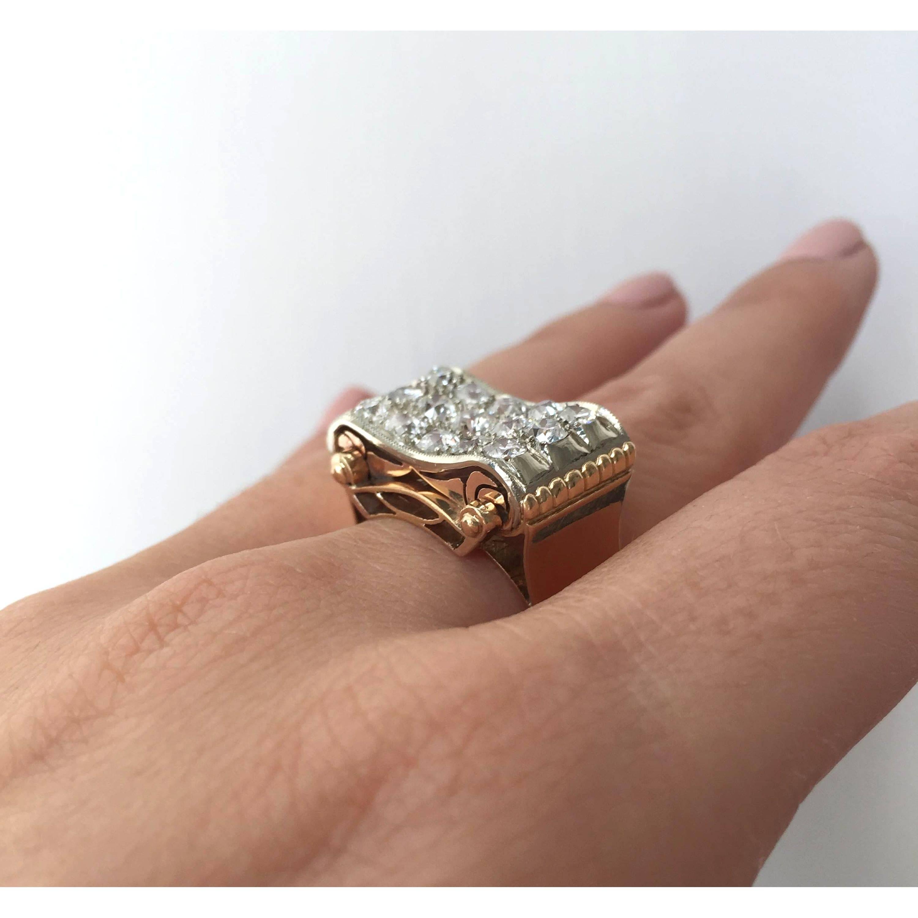 Art Deco Diamond Gold Ring 4
