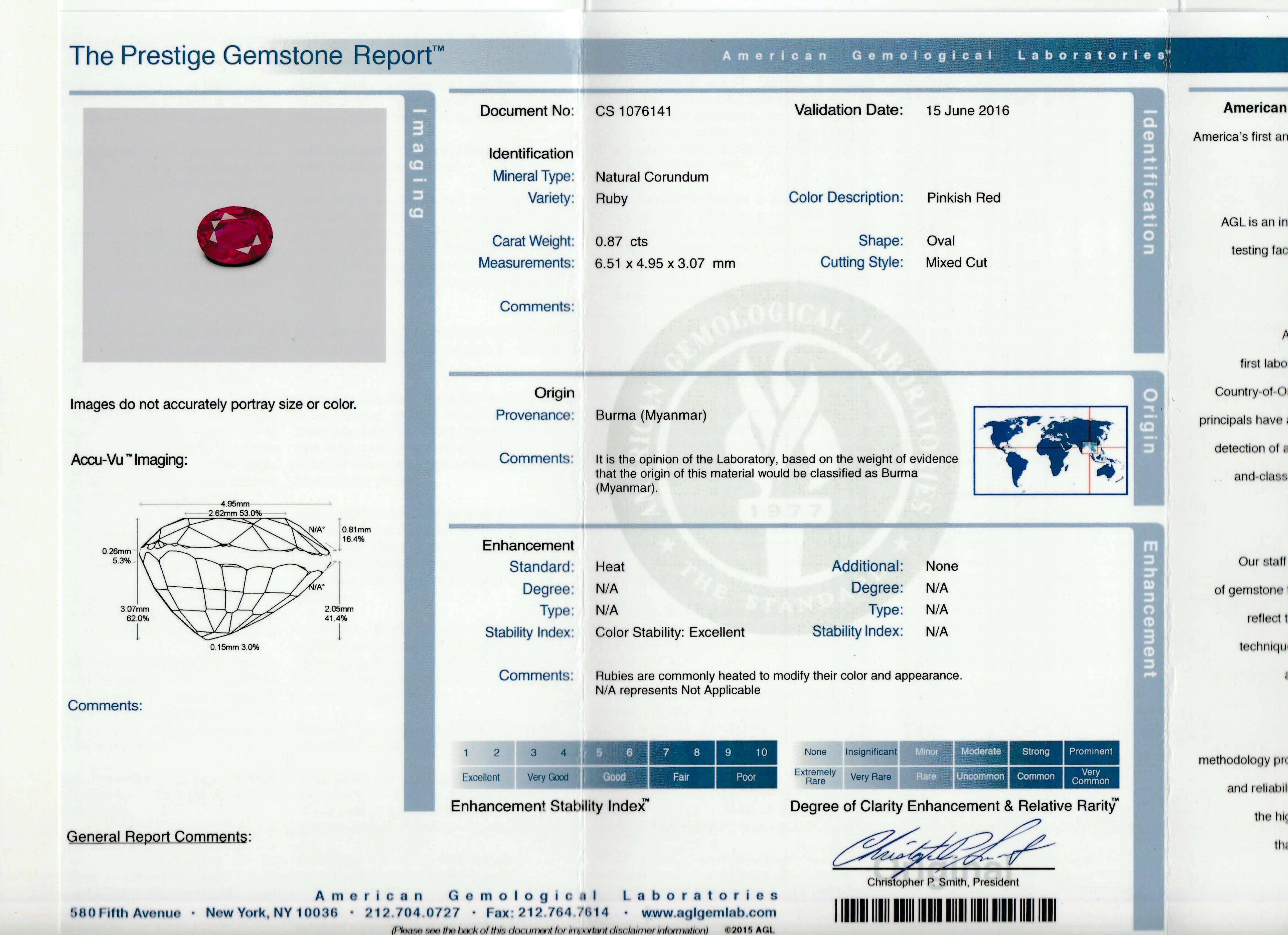 1.98 Carat AGL Certified Ruby Diamond Gold Ring 3