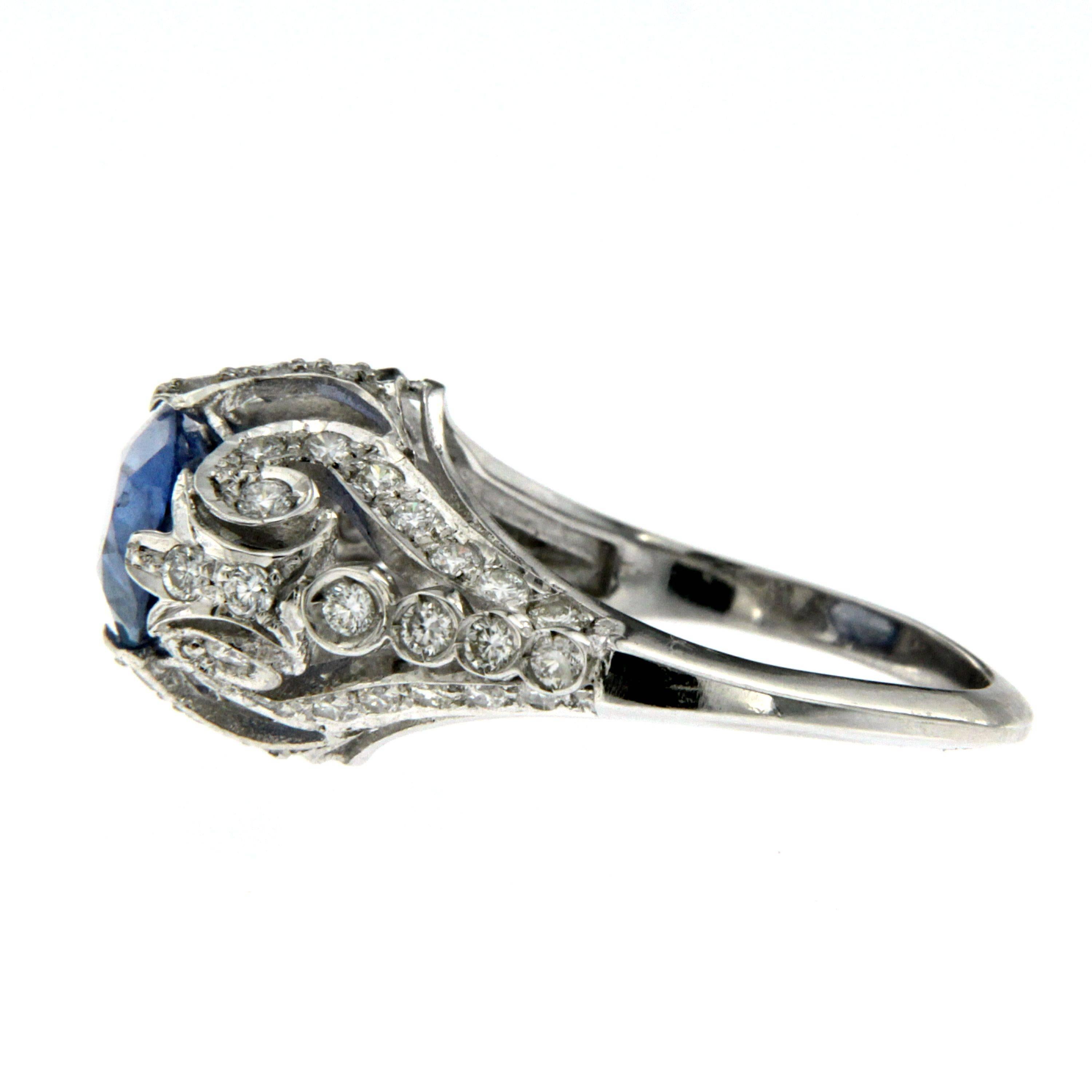 Women's Sapphire Diamond  Gold Ring