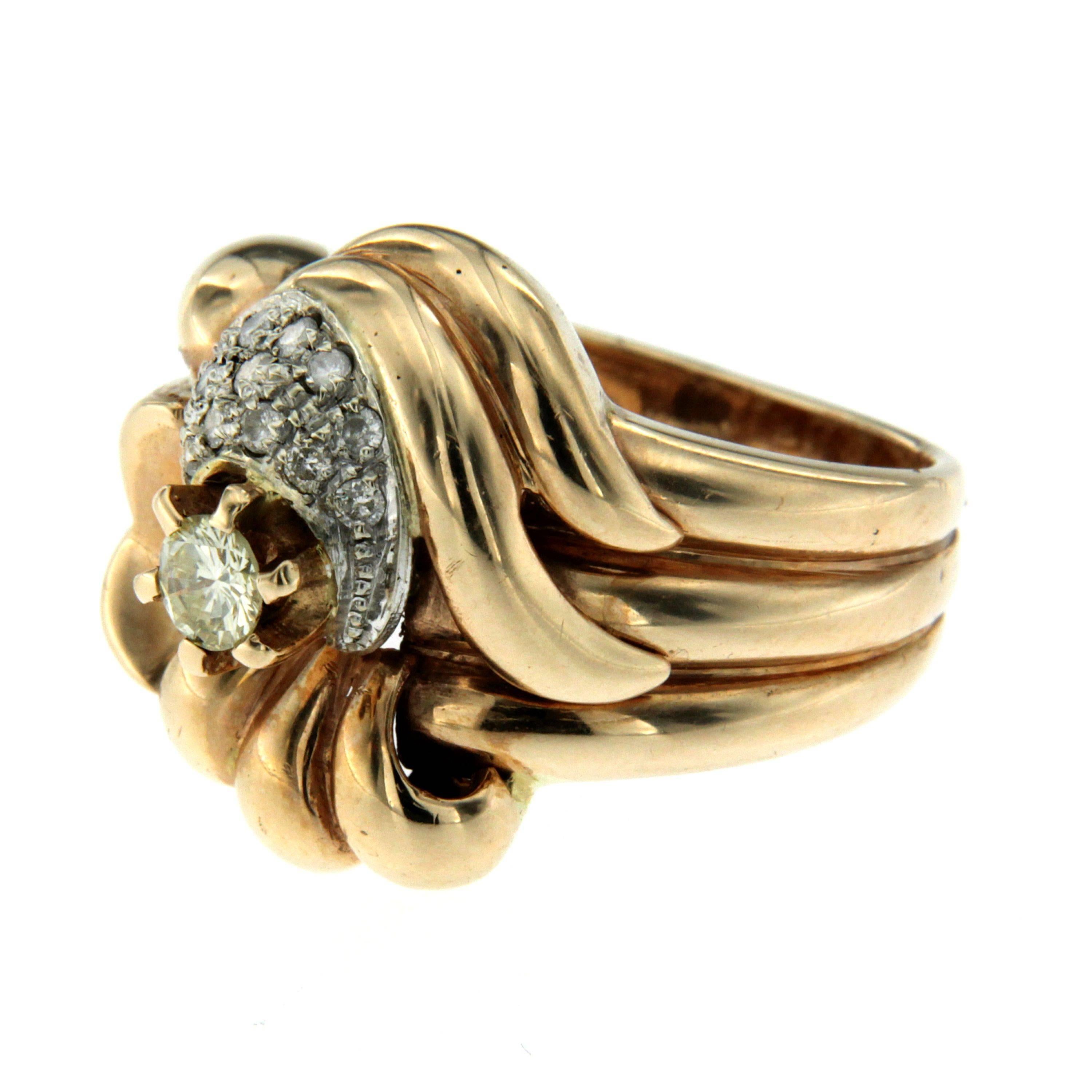 Diamond Gold Band Ring In Excellent Condition In Napoli, Italy