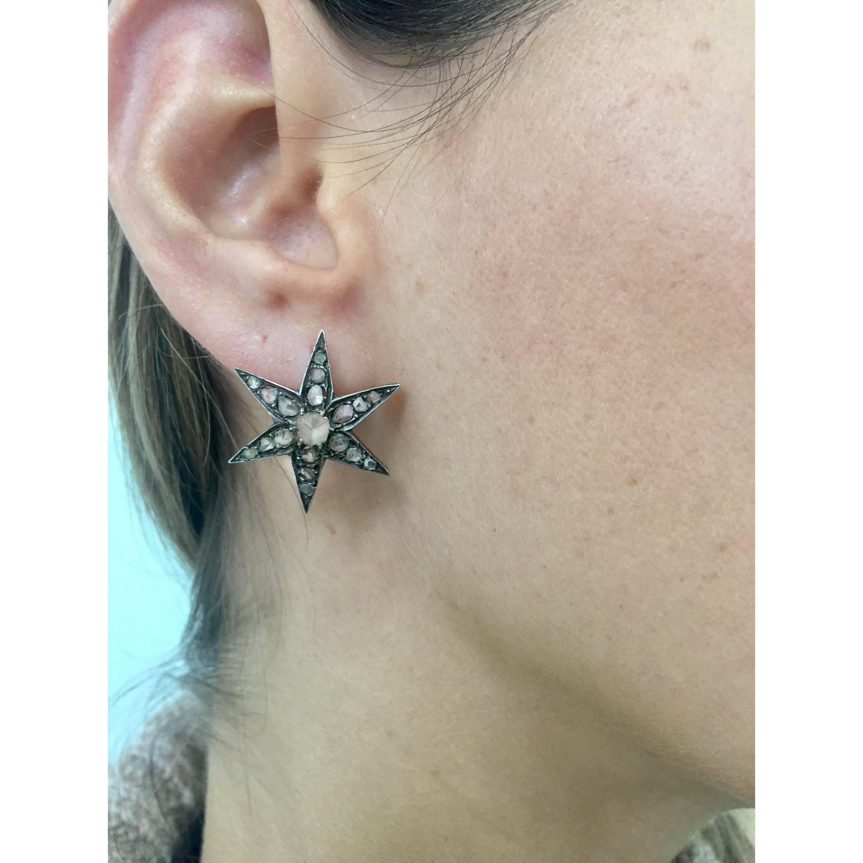 Viktorianische Diamant-Stern-Ohrringe Damen