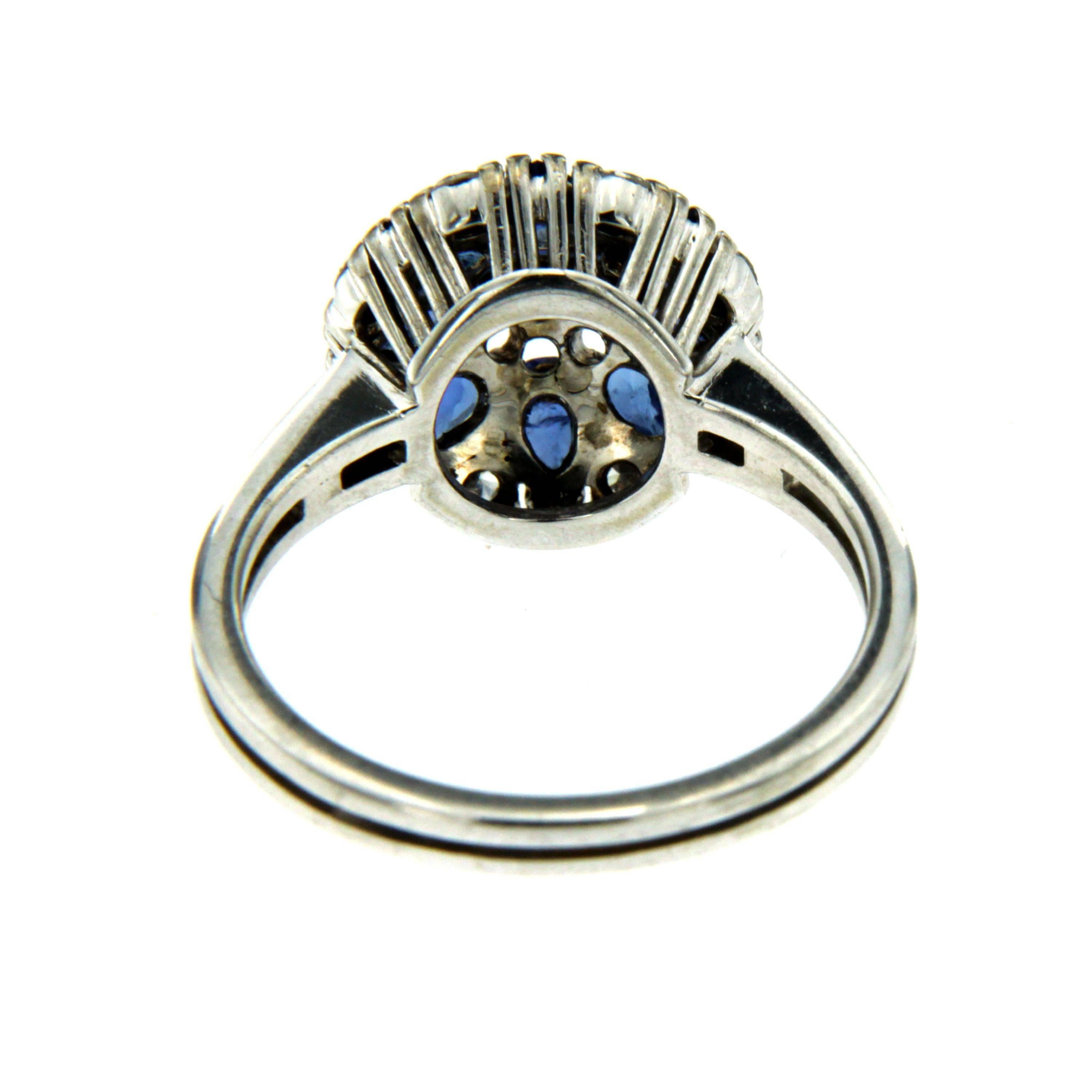 Women's Sapphire Diamond Gold Cluster Ring
