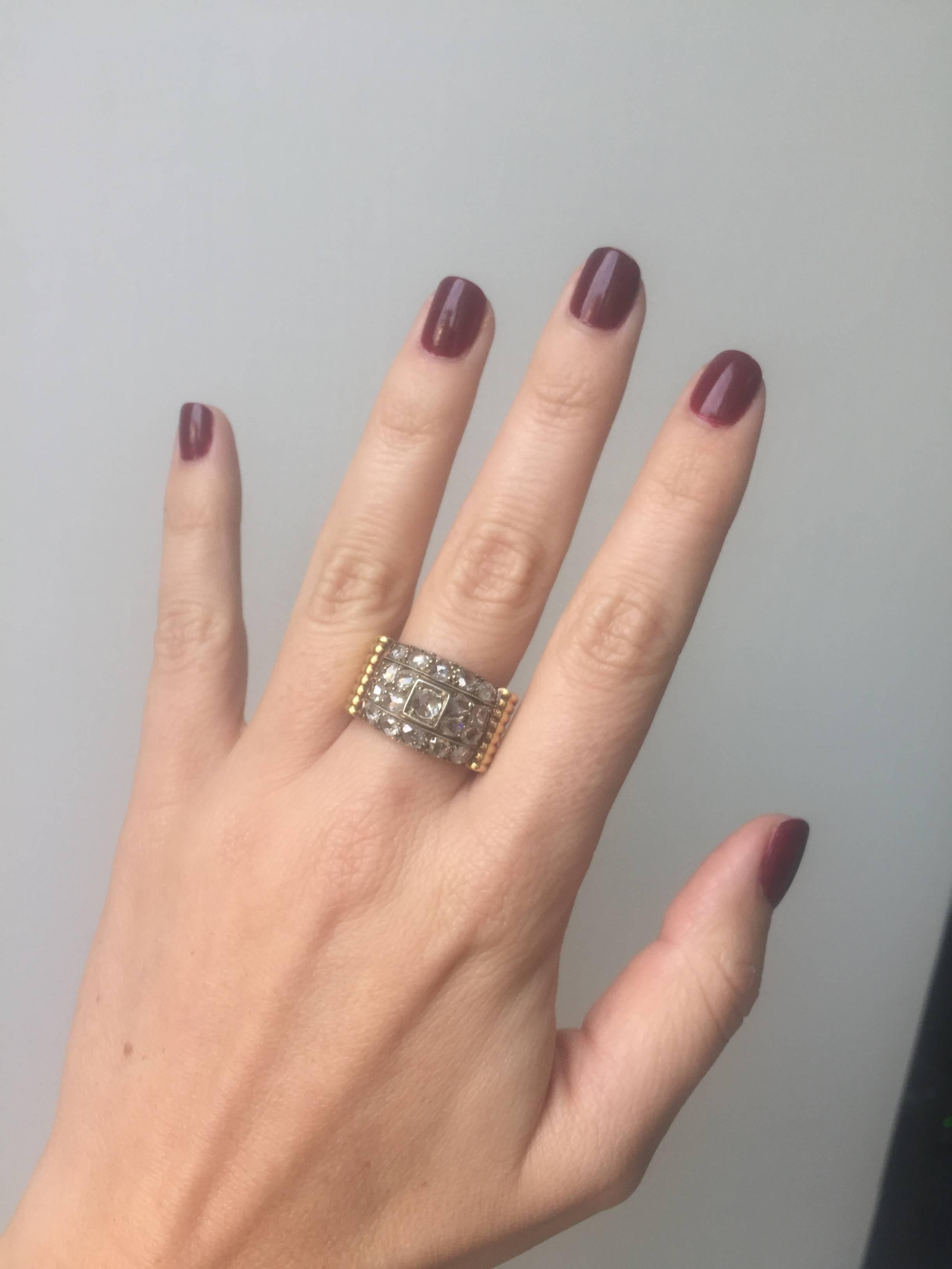 Authentic 1940 Diamond Cocktail Gold Ring 1