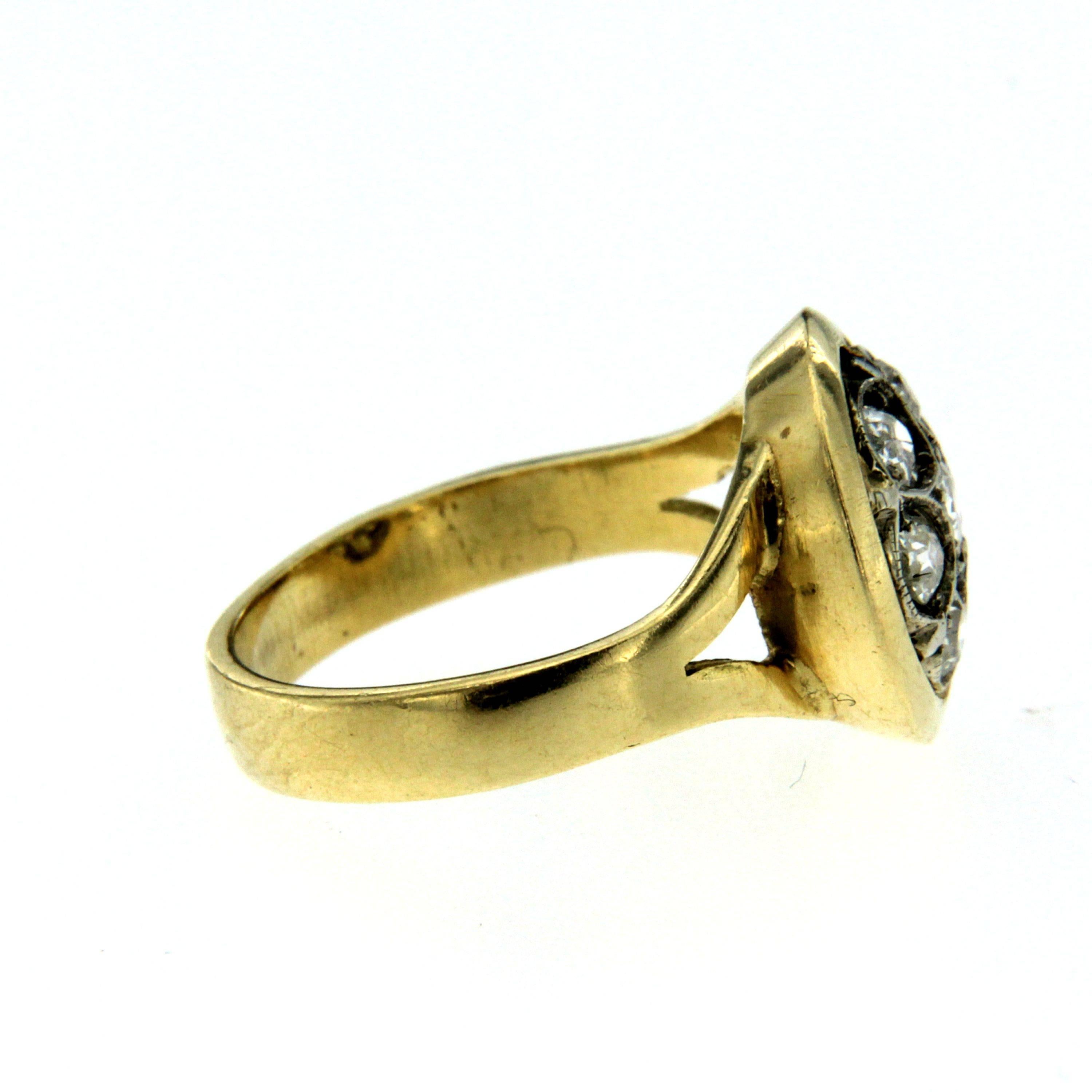 Art Nouveau Diamond Gold Cluster Ring