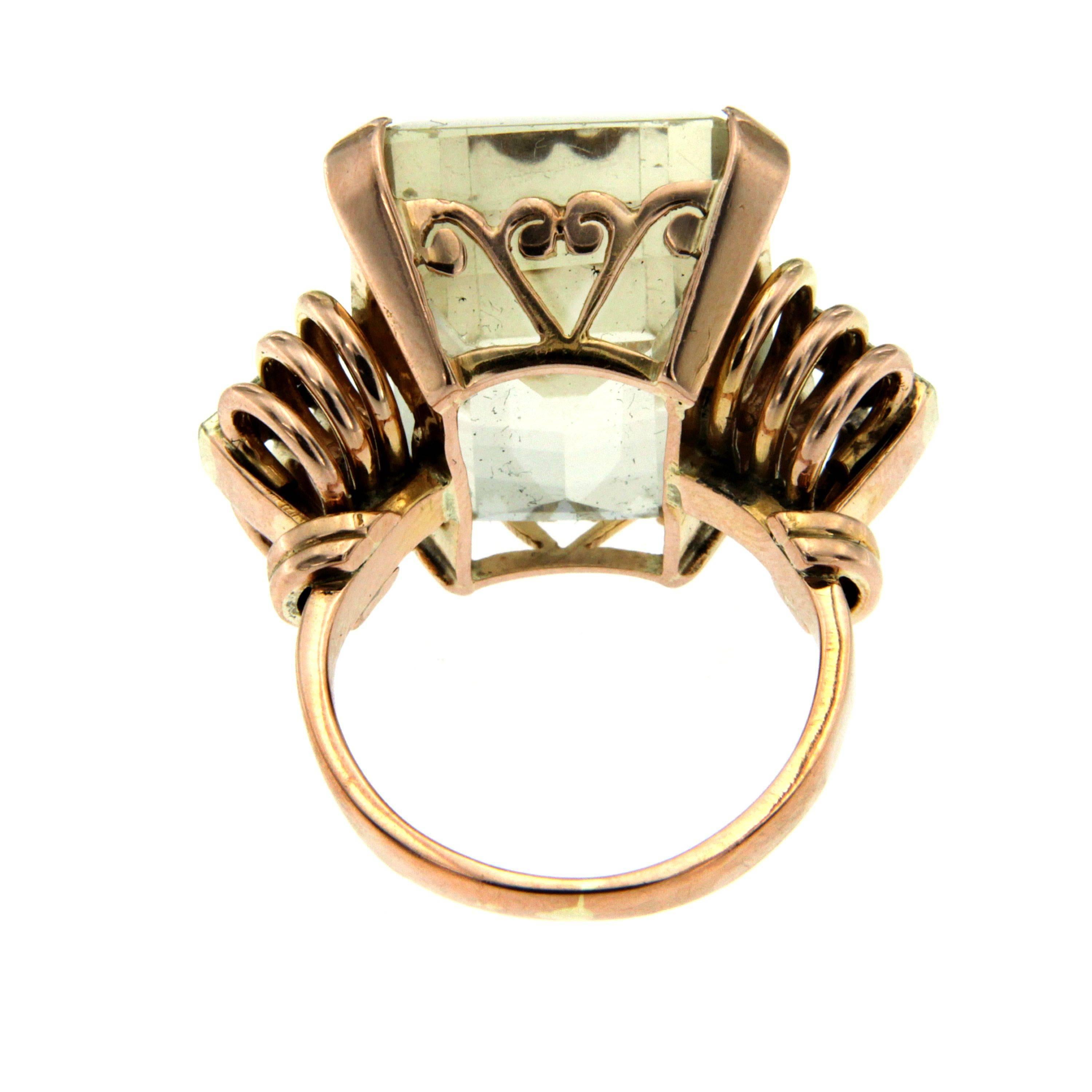 Women's 1940 Retro Citrine Diamond Gold Ring