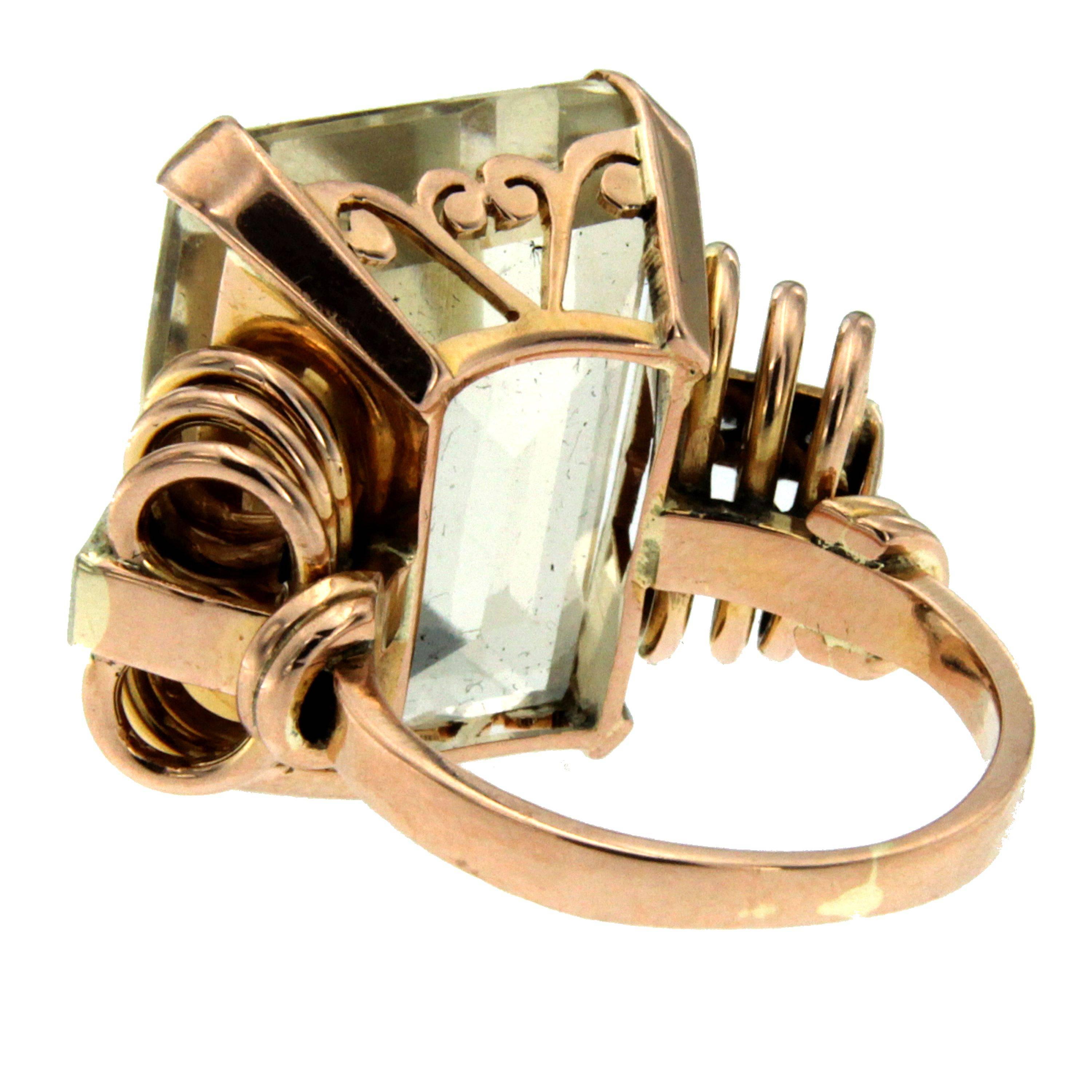 1940 Retro Citrine Diamond Gold Ring 1