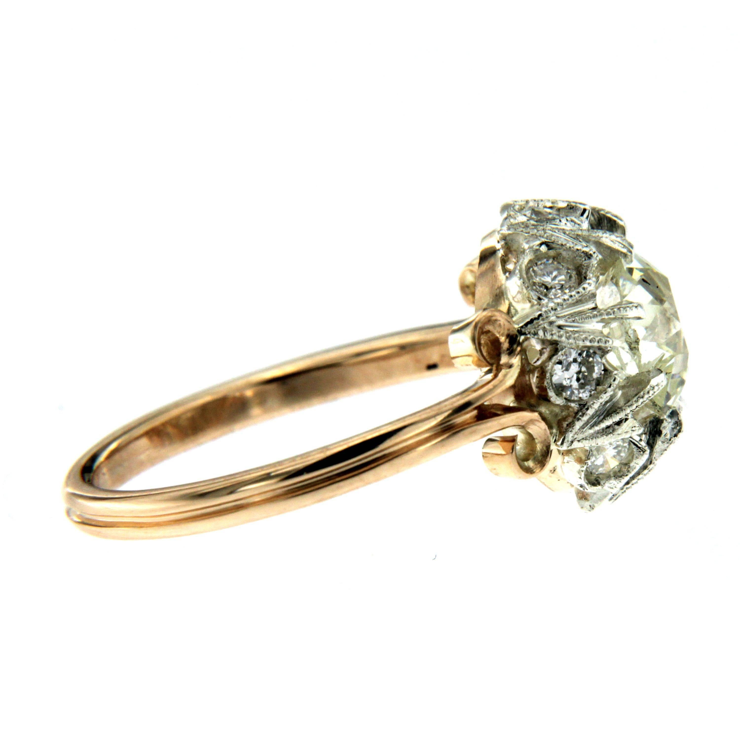 Art Nouveau 1890 Diamond Gold Engagement Ring