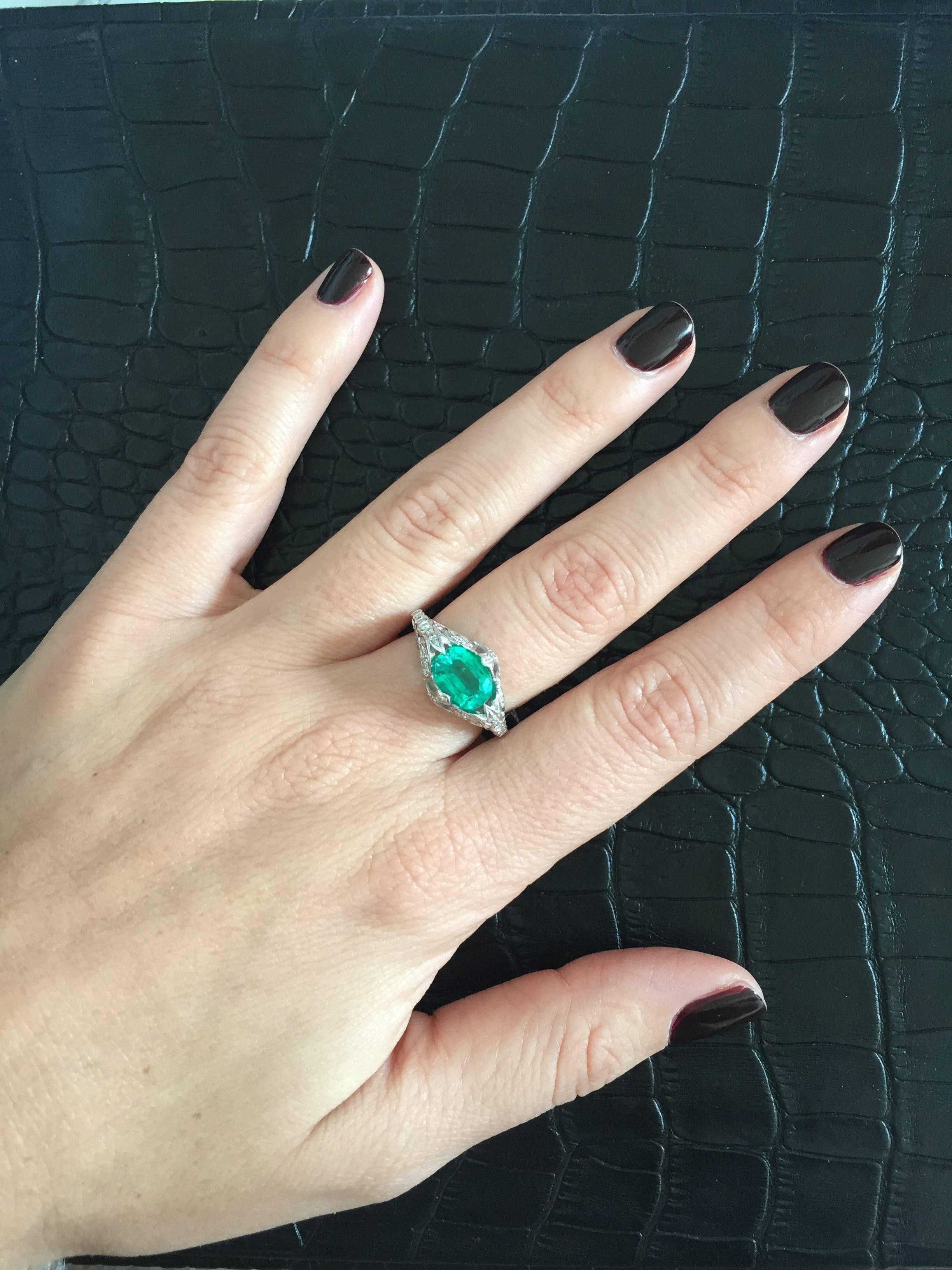 Women's Synthetic Emerald Diamond Gold Ring
