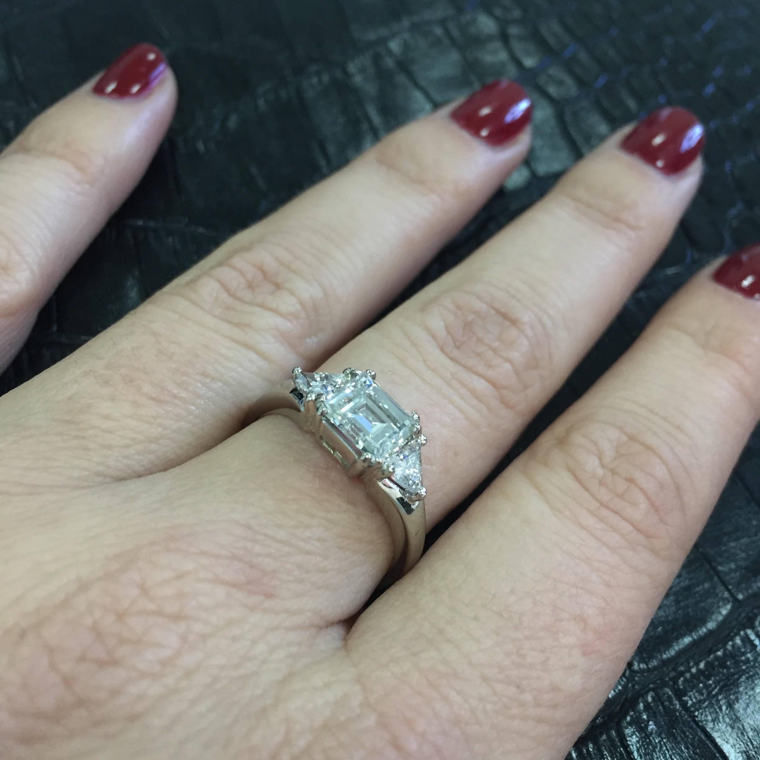 Three Stone Diamond Platinum Engagement Ring 3