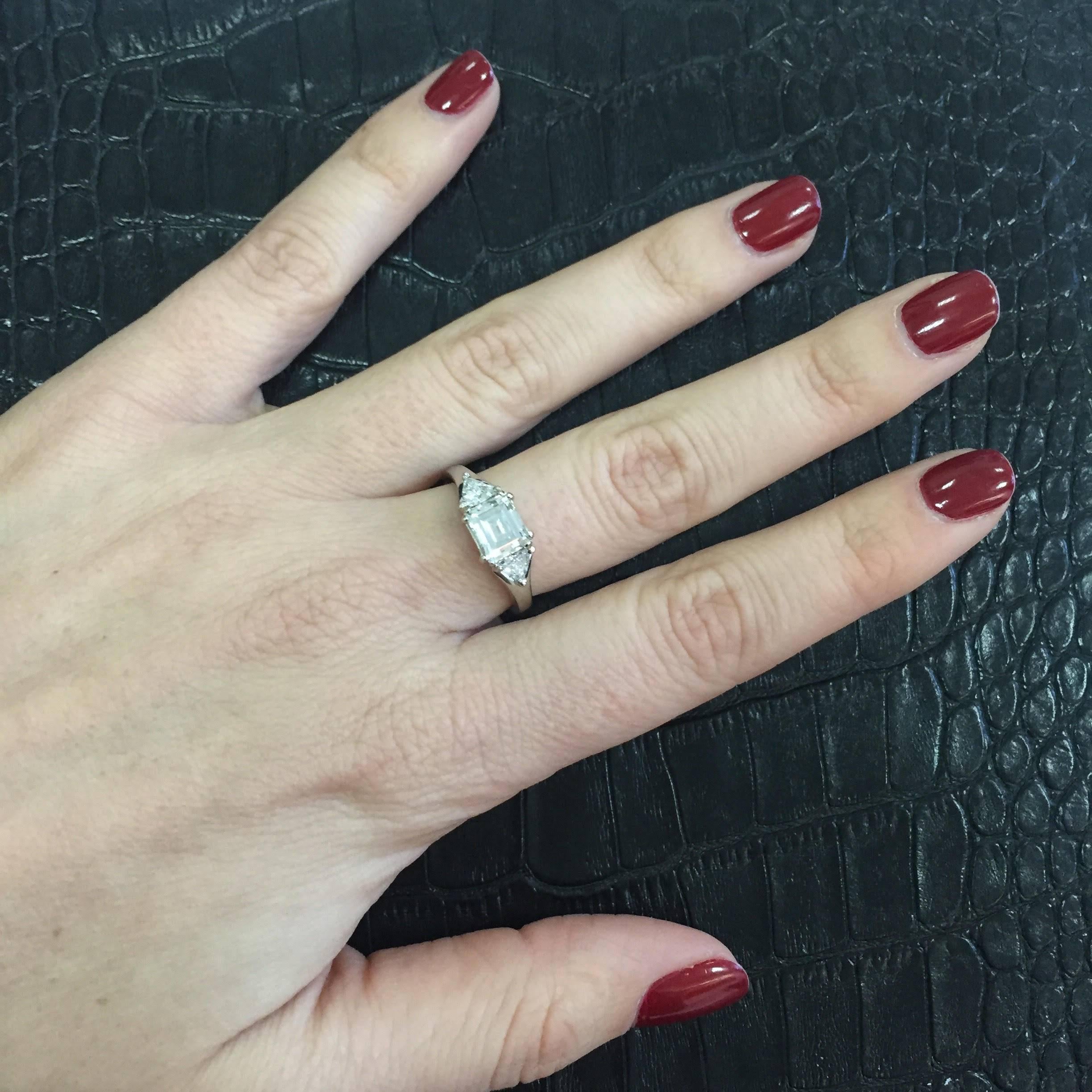 Three Stone Diamond Platinum Engagement Ring 4