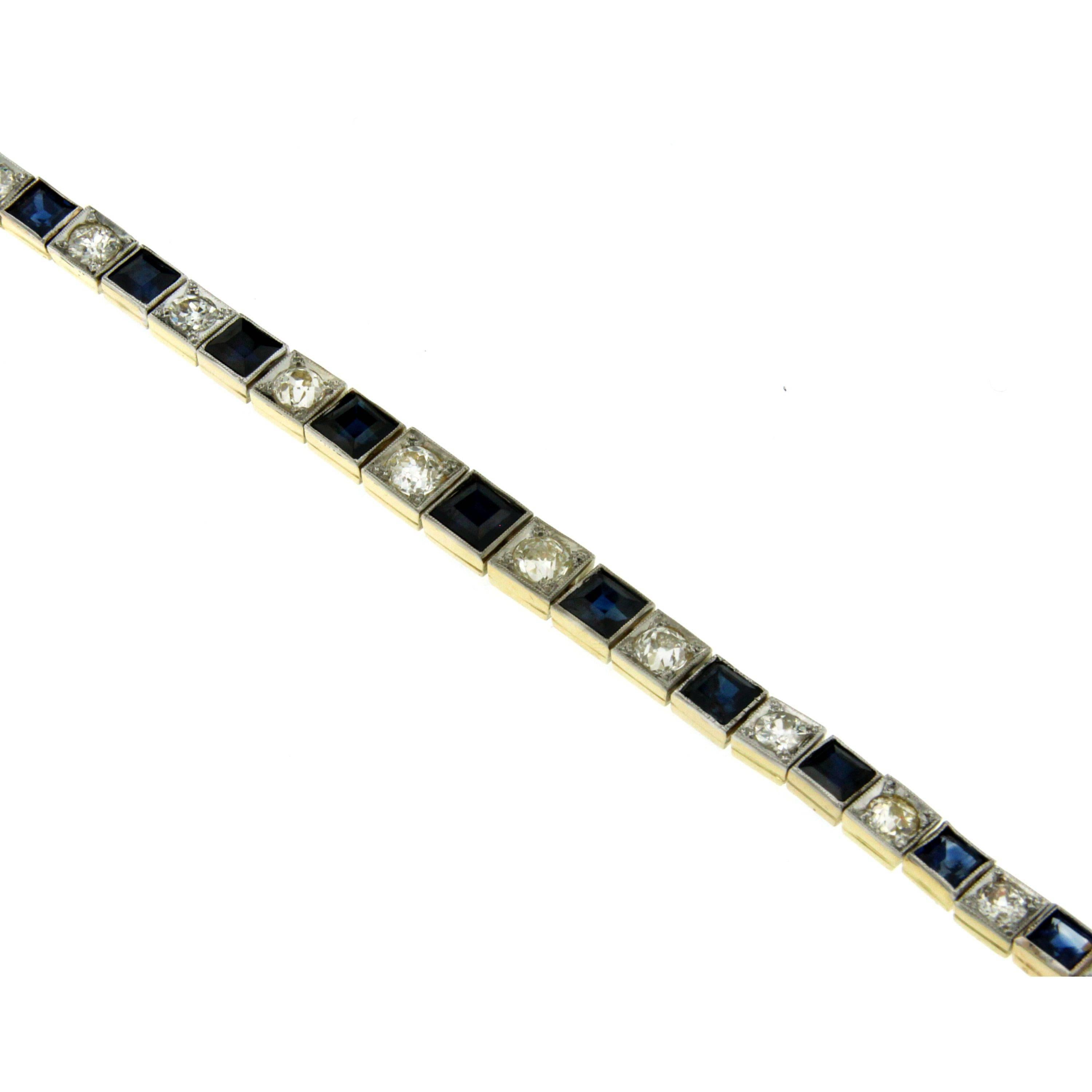 Sapphire Diamond Gold Bracelet In Excellent Condition In Napoli, Italy