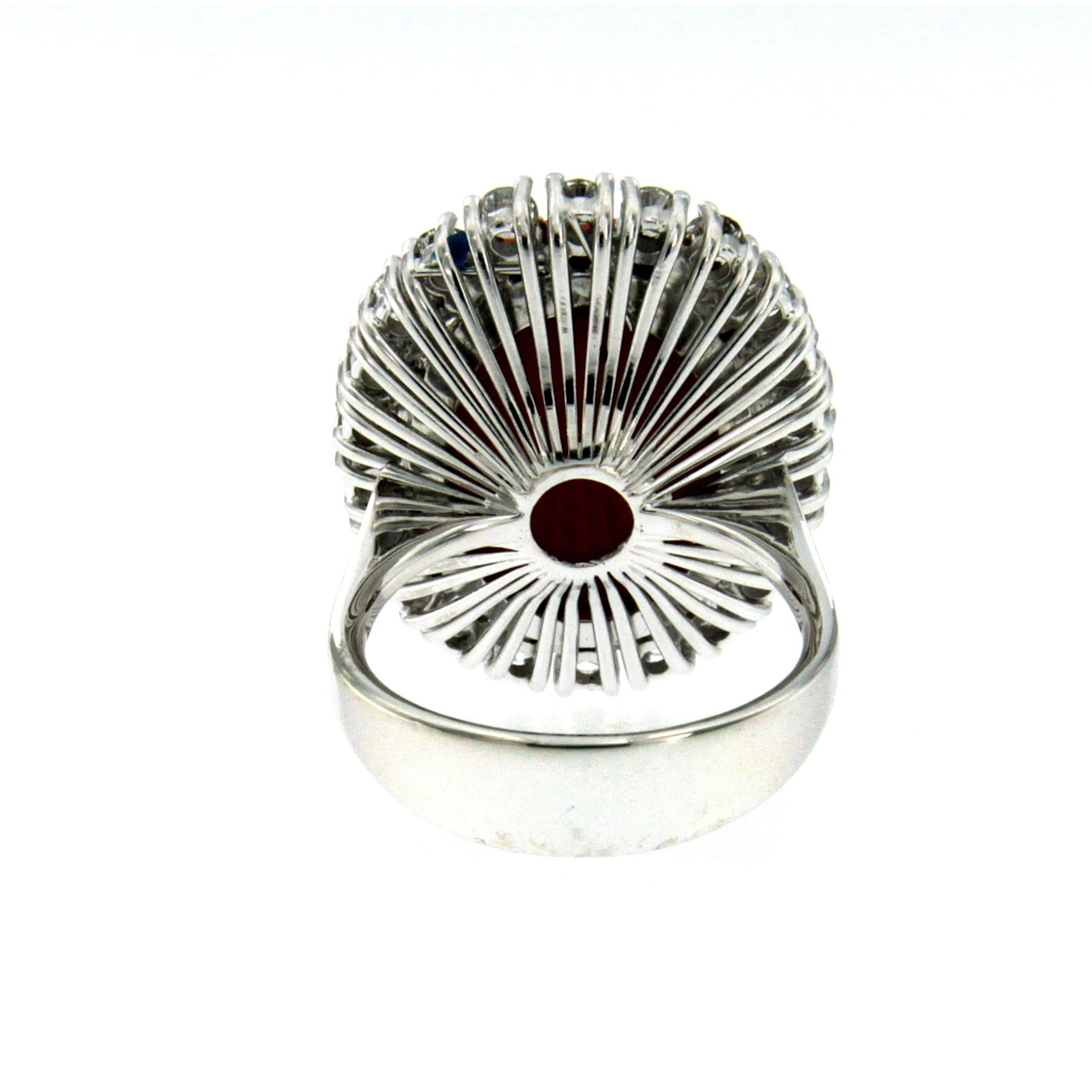 Women's Italian 1960 Natural Coral Diamond Ring