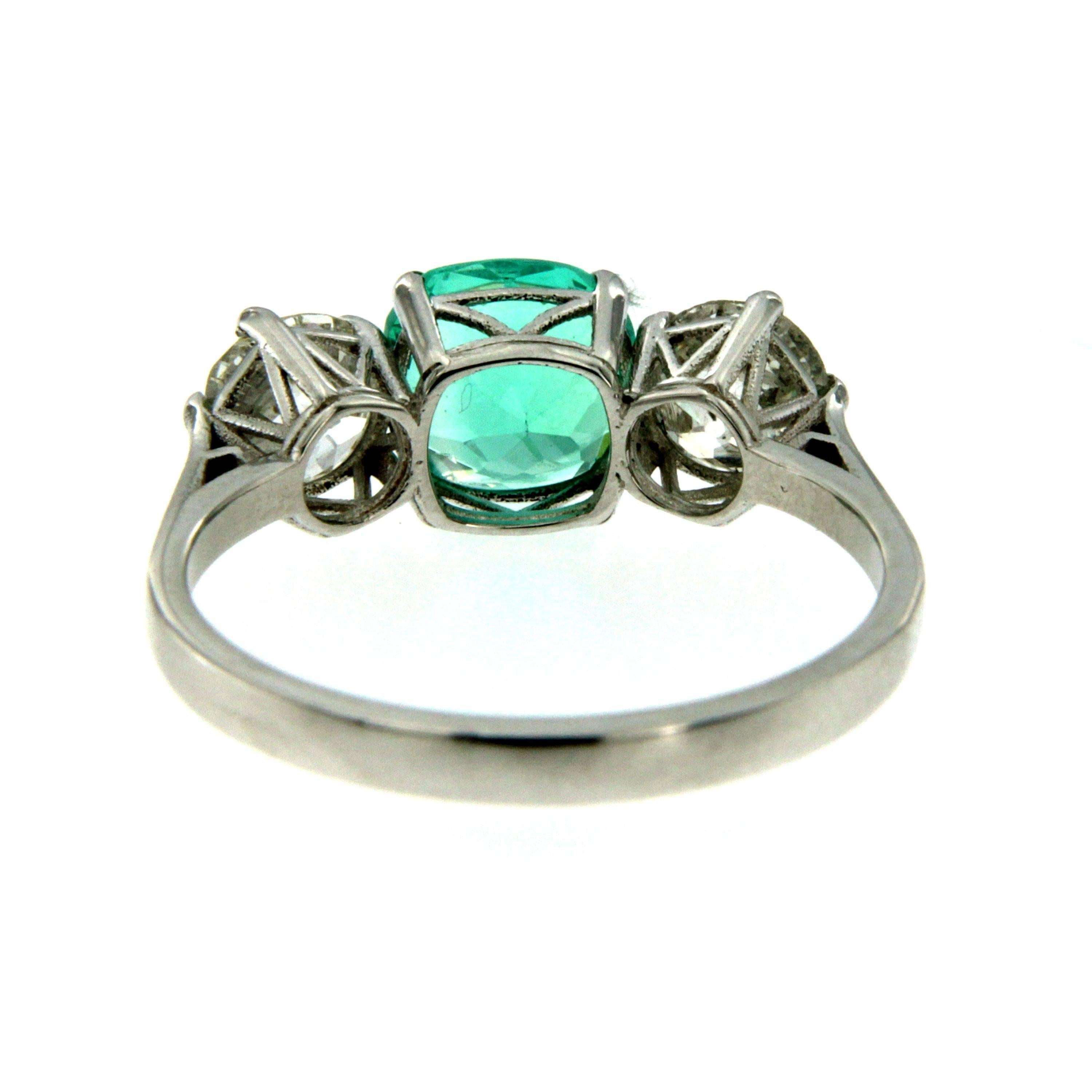 Women's Natural Unenhanced Colombian emerald and diamond Platinum ring, circa 1930.