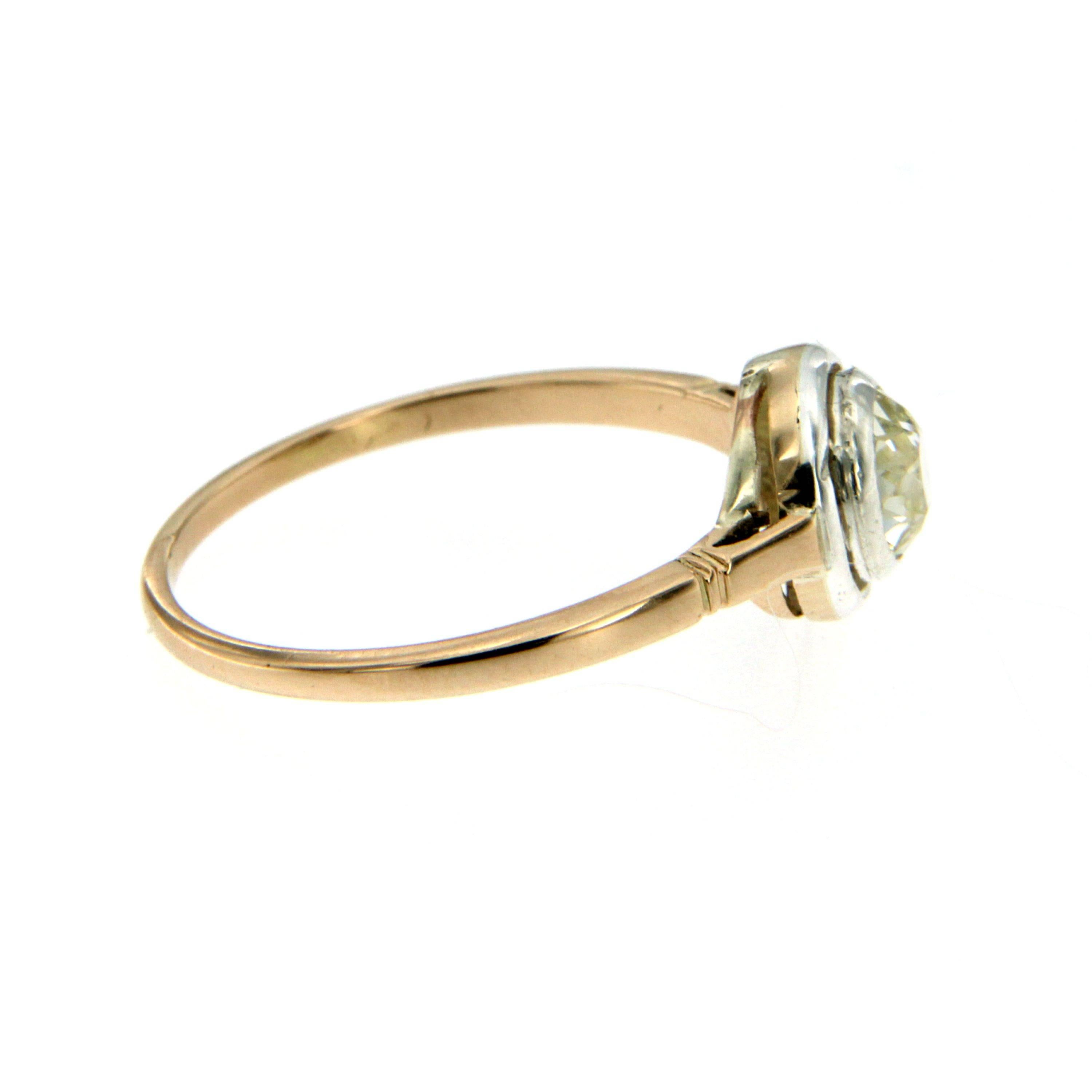 Edwardian Diamond Gold Solitaire Ring In Excellent Condition In Napoli, Italy