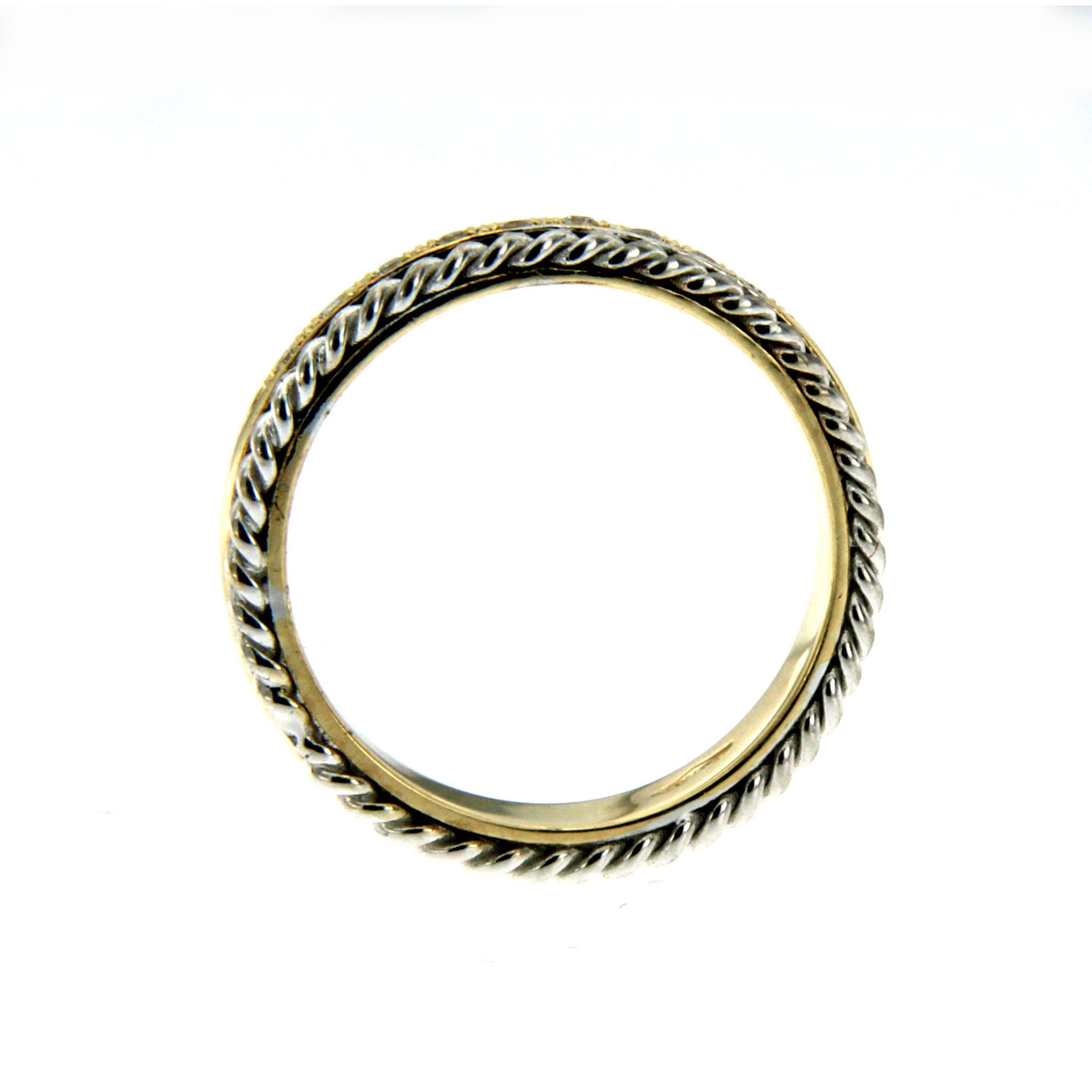 Rope Design Diamond Gold Band Ring In New Condition In Napoli, Italy