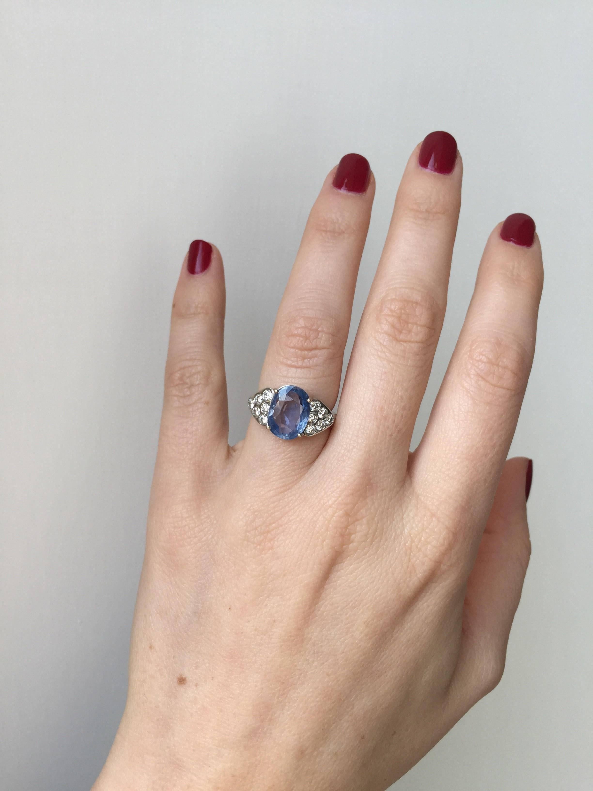 Estate Sapphire Diamond Gold Ring 2
