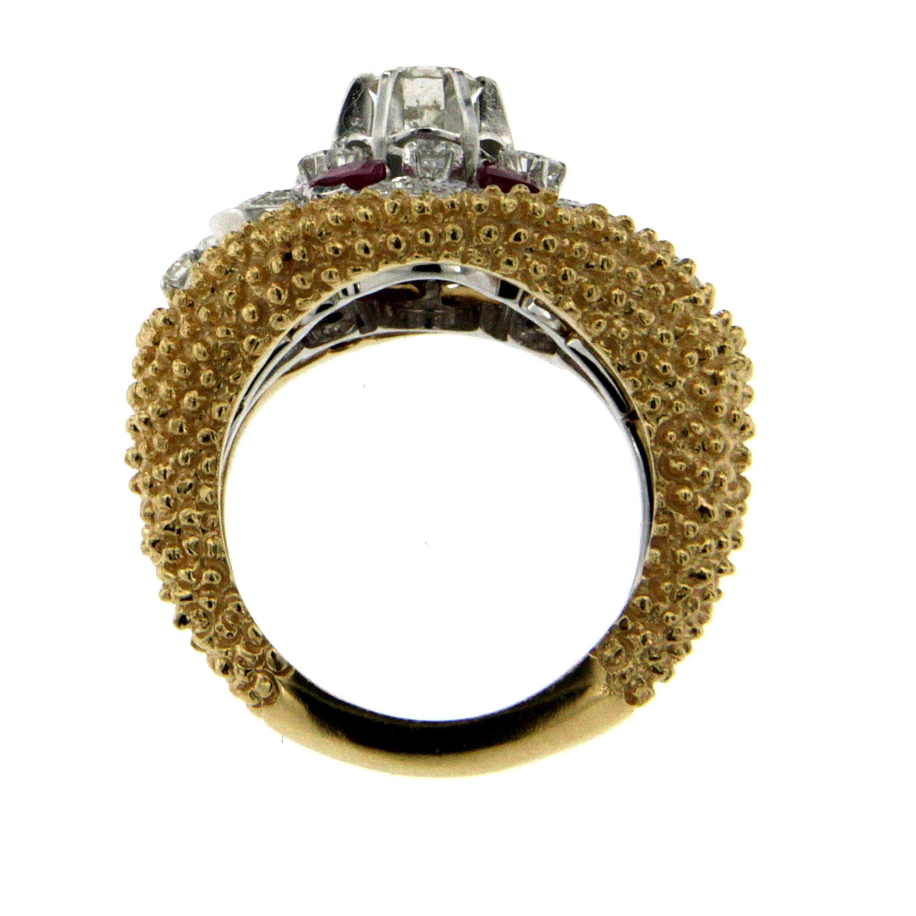 Designer Ruby Diamond Gold Detachable Ring  In Excellent Condition In Napoli, Italy