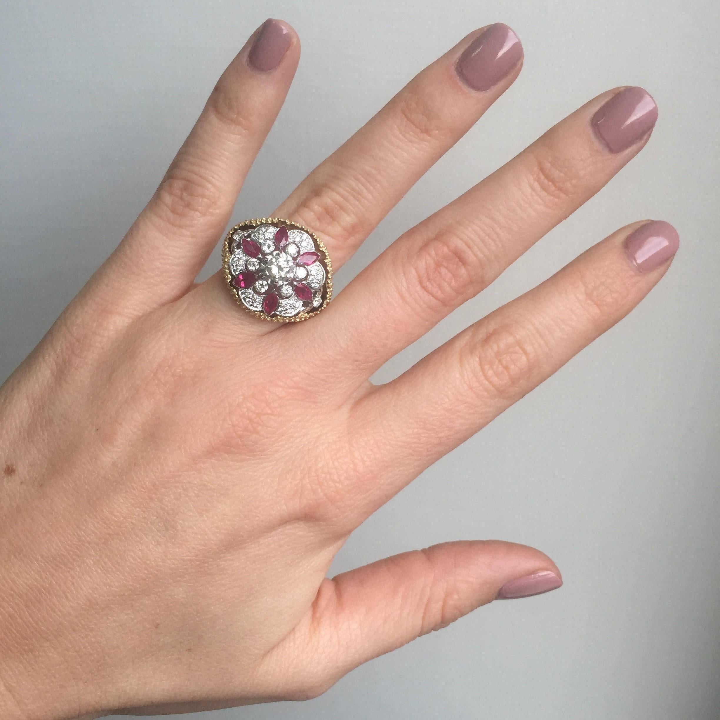 Designer Ruby Diamond Gold Detachable Ring  4