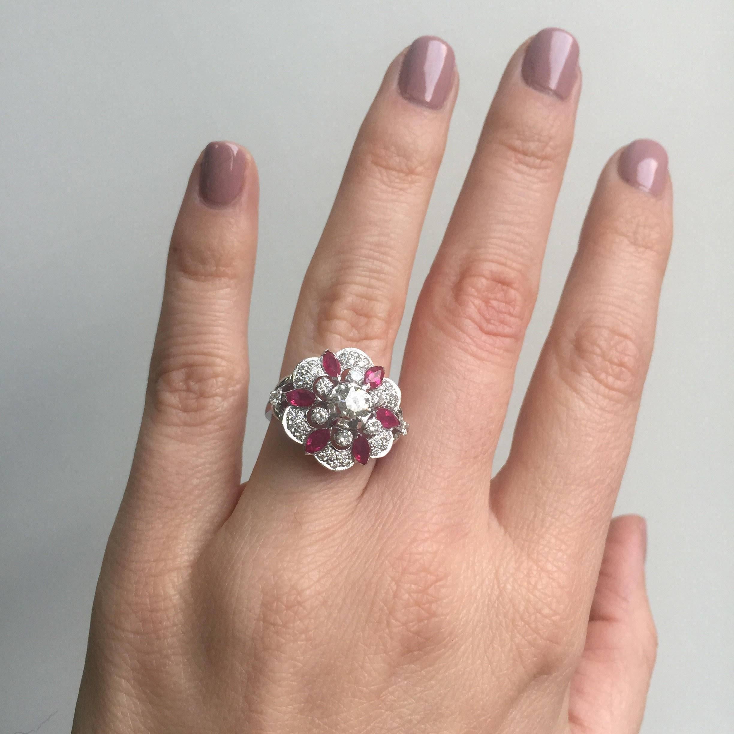Designer Ruby Diamond Gold Detachable Ring  5