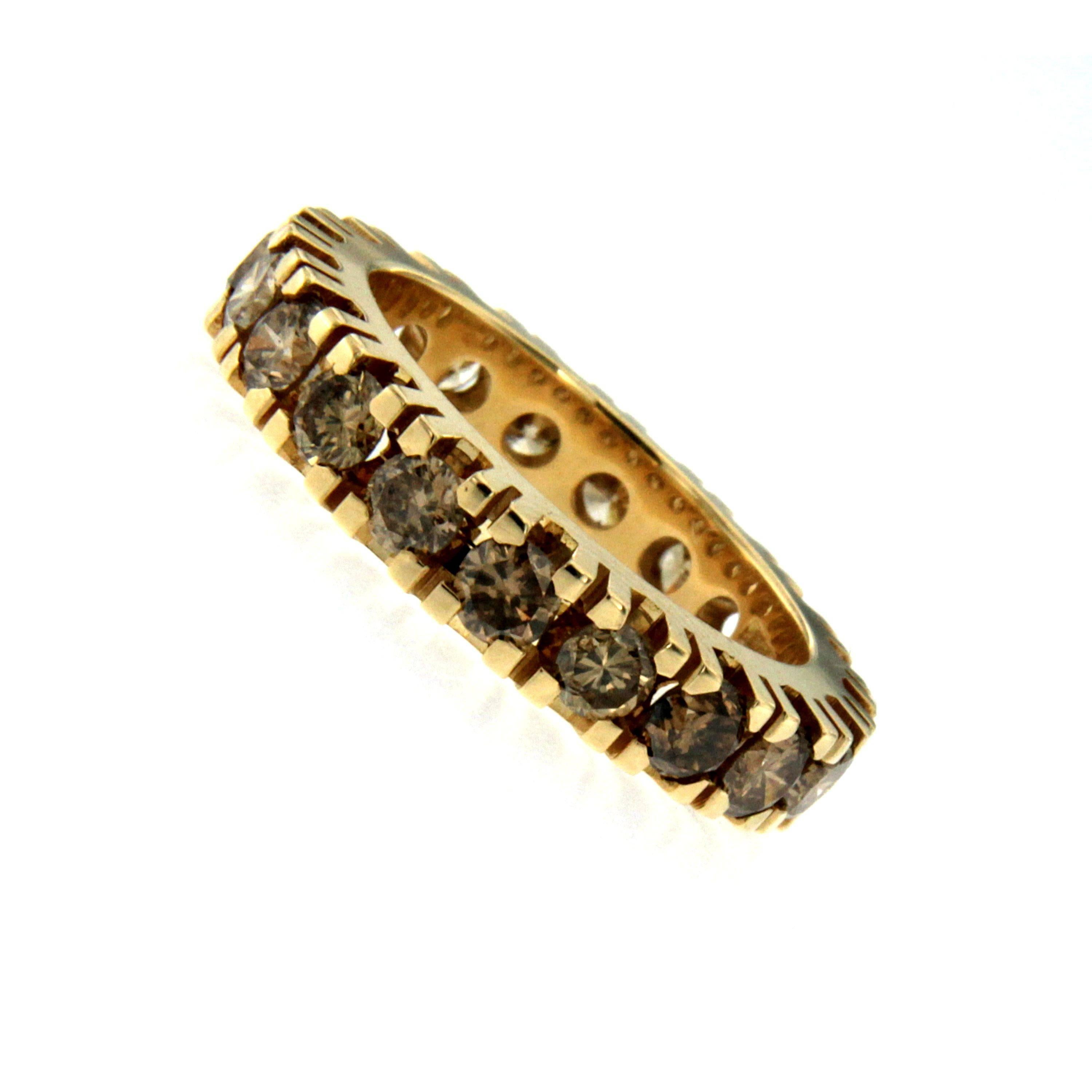 Contemporary Brown Diamond Gold Eternity Ring