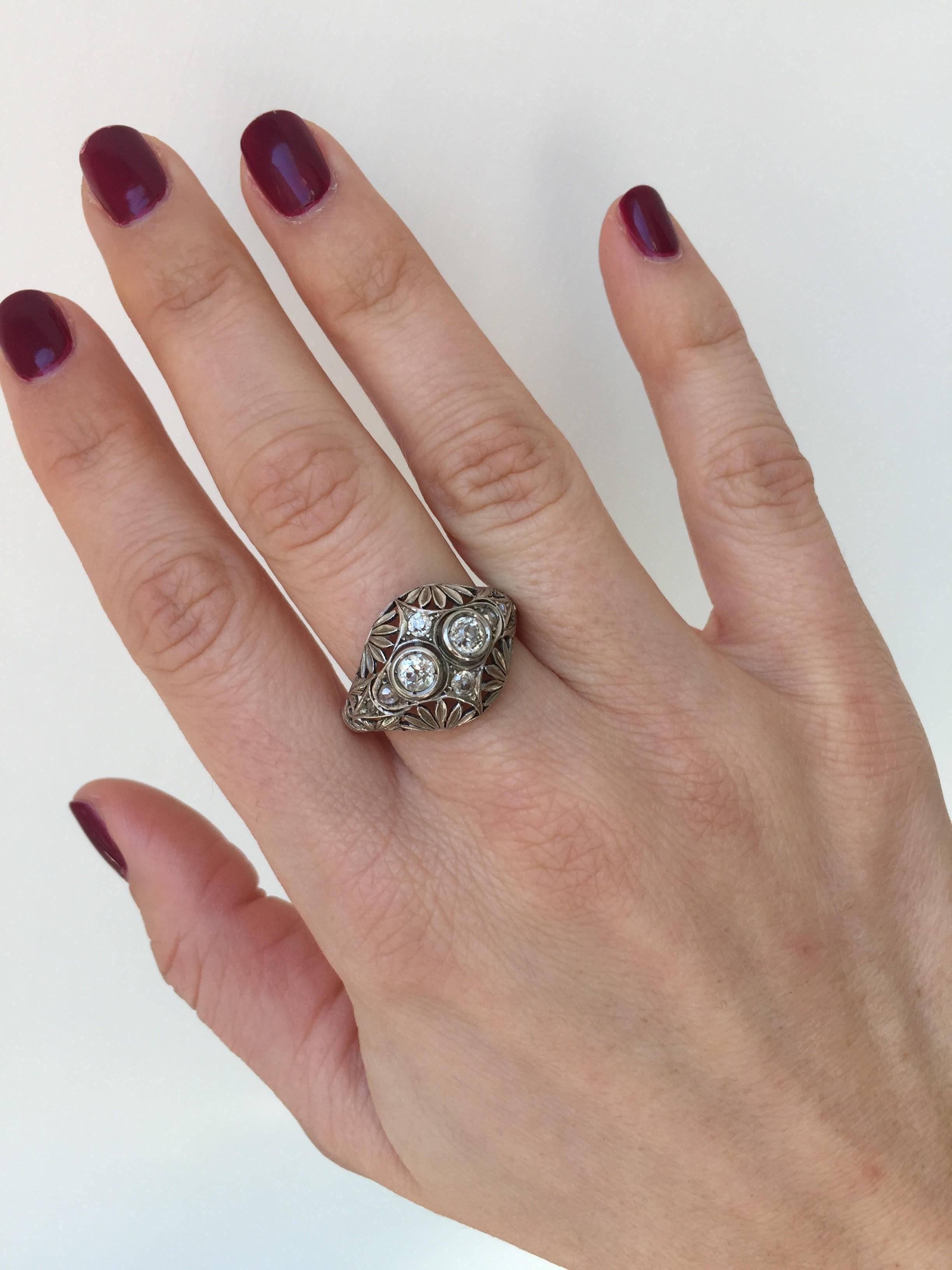 Victorian Diamond Filigree Gold Ring 3