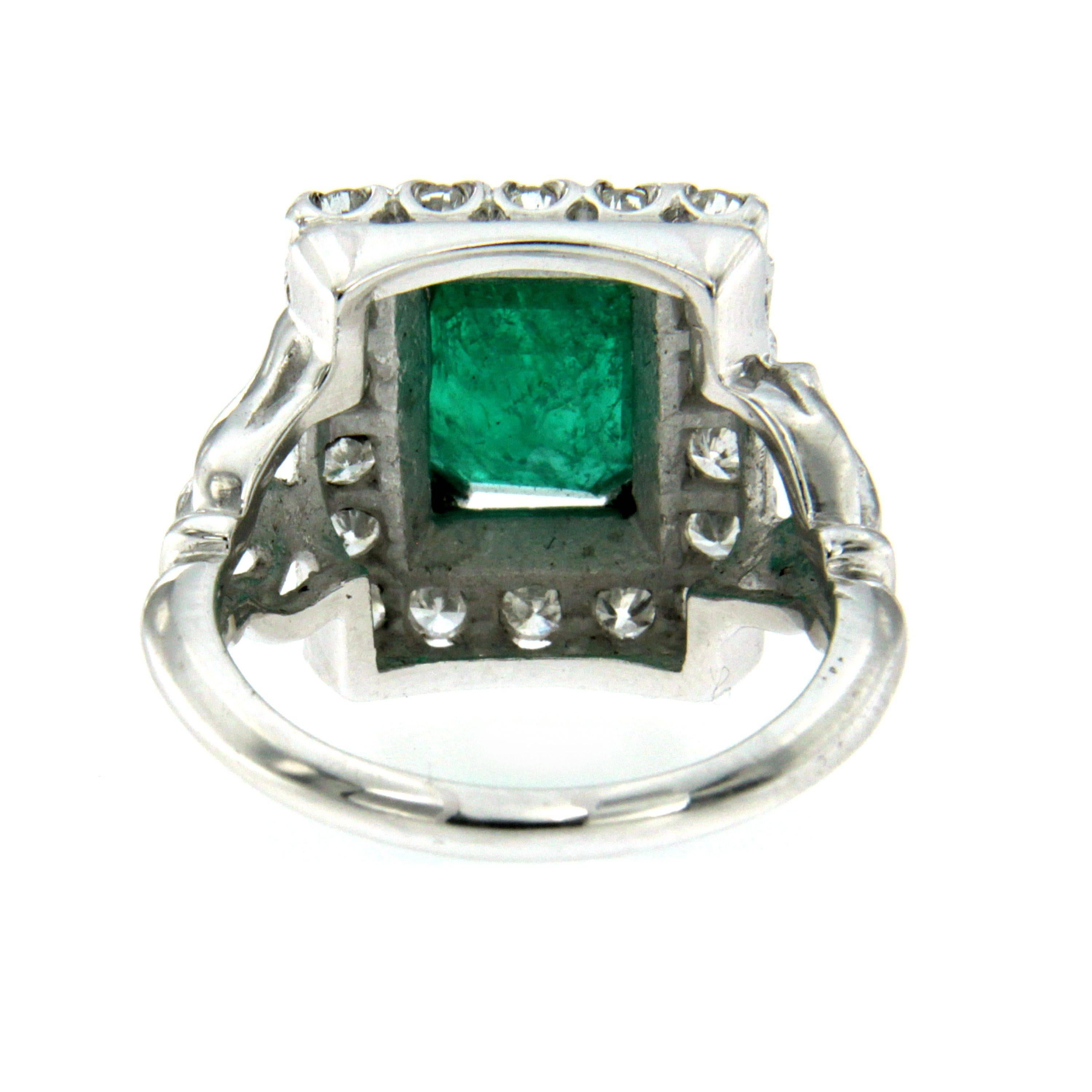 2.20 Carat Emerald Diamond Gold Ring 1