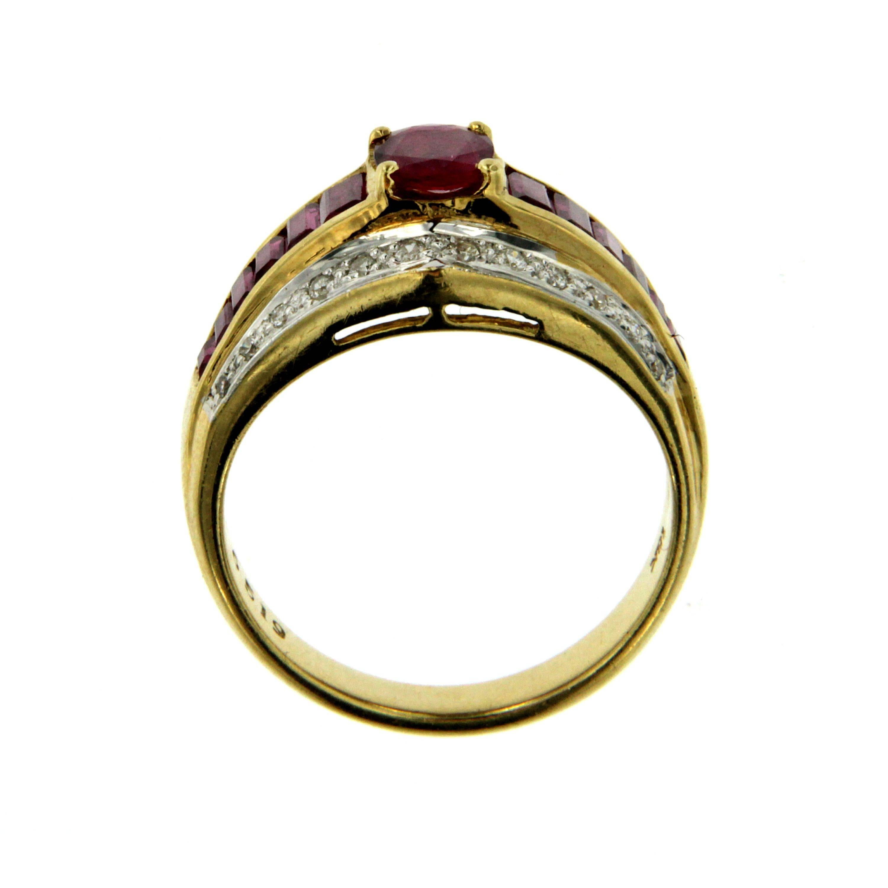 Retro Ruby Diamond Gold Ring 2