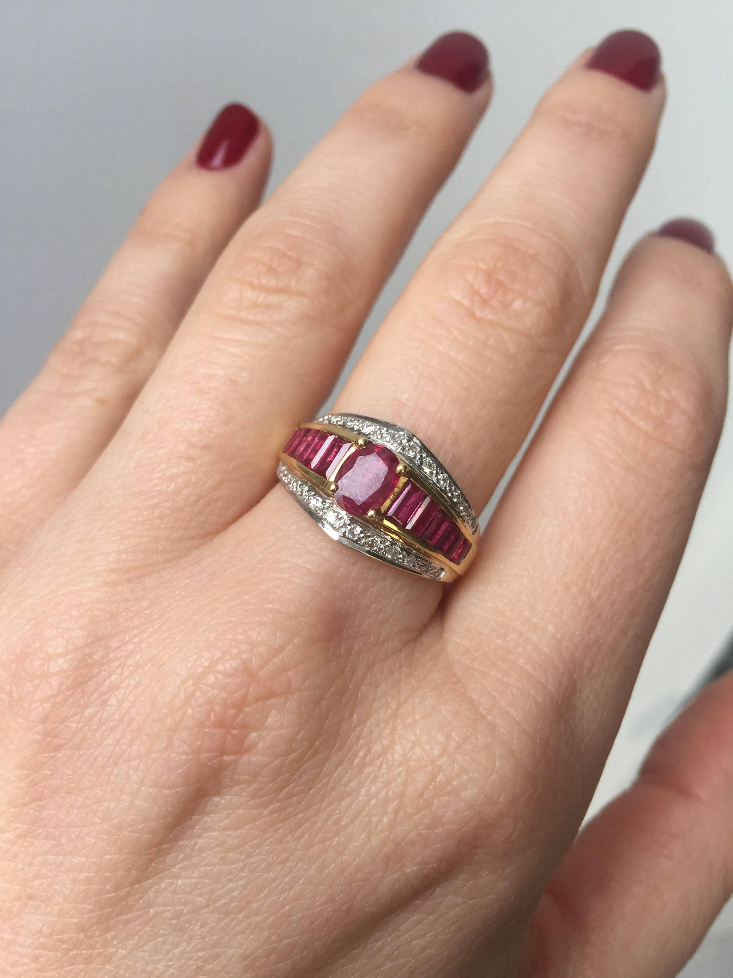 Retro Ruby Diamond Gold Ring 4