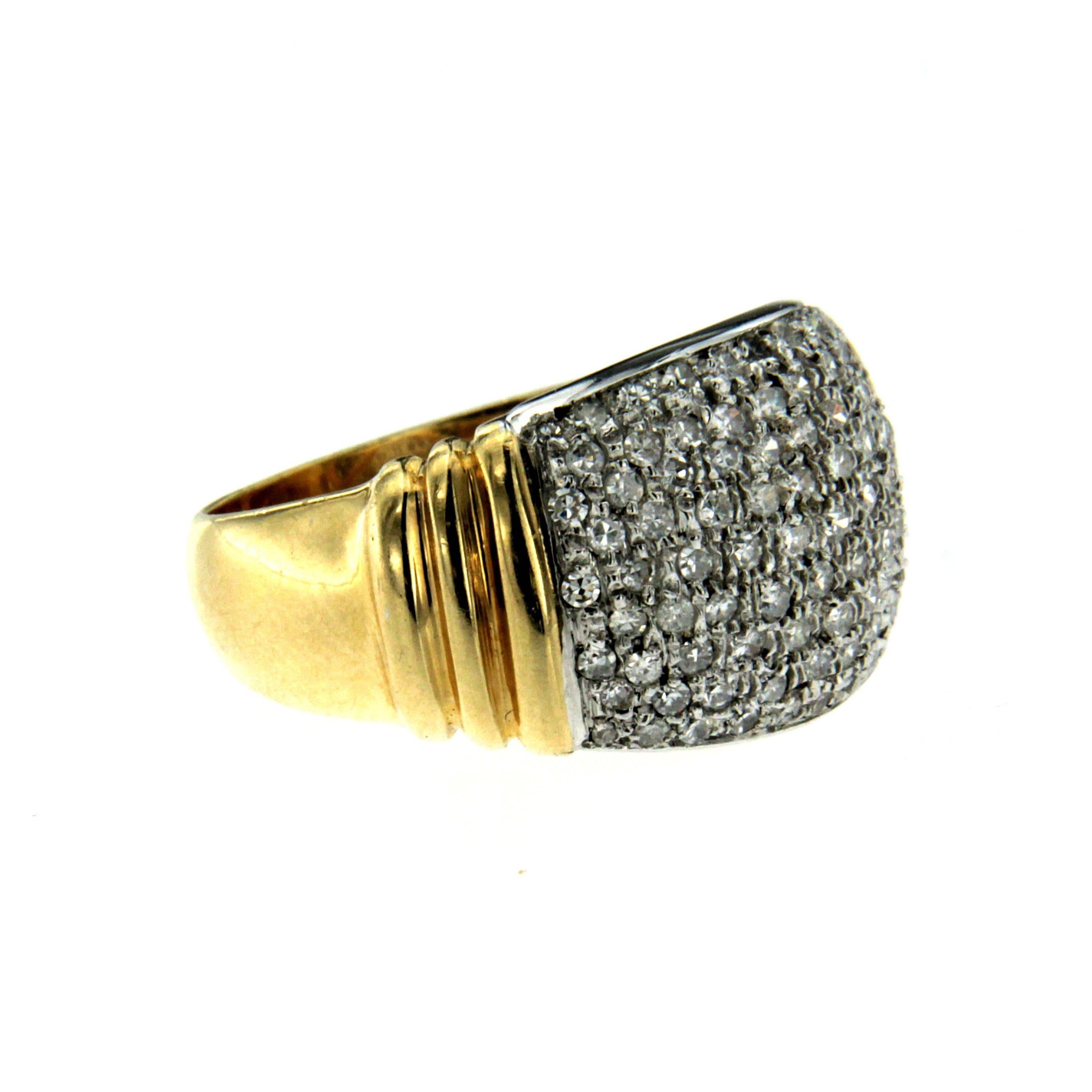 A gorgeous cocktail ring handcrafted in 18k yellow gold set with huit huit cut pave diamonds G color weighing 1.00 carats. Circa 1950

CONDITION: Pre-owned - Excellent 
METAL: 18k Gold 
GEM STONE: Diamond 1.00 total carats
RING SIZE: US 8 - IT 17 -