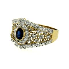 Retro Sapphire Diamond Yellow Gold Ring