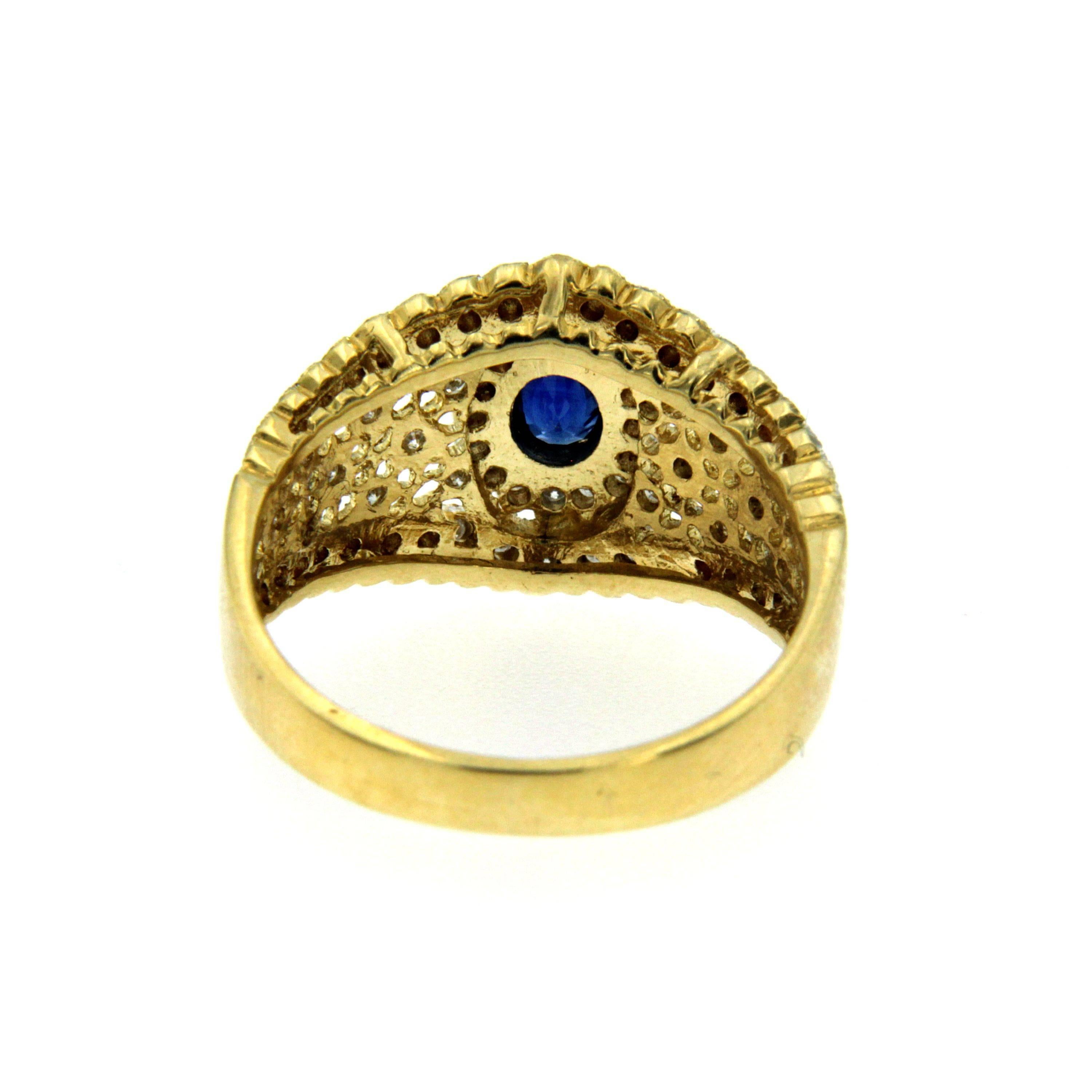 Retro Sapphire Diamond Yellow Gold Ring 1