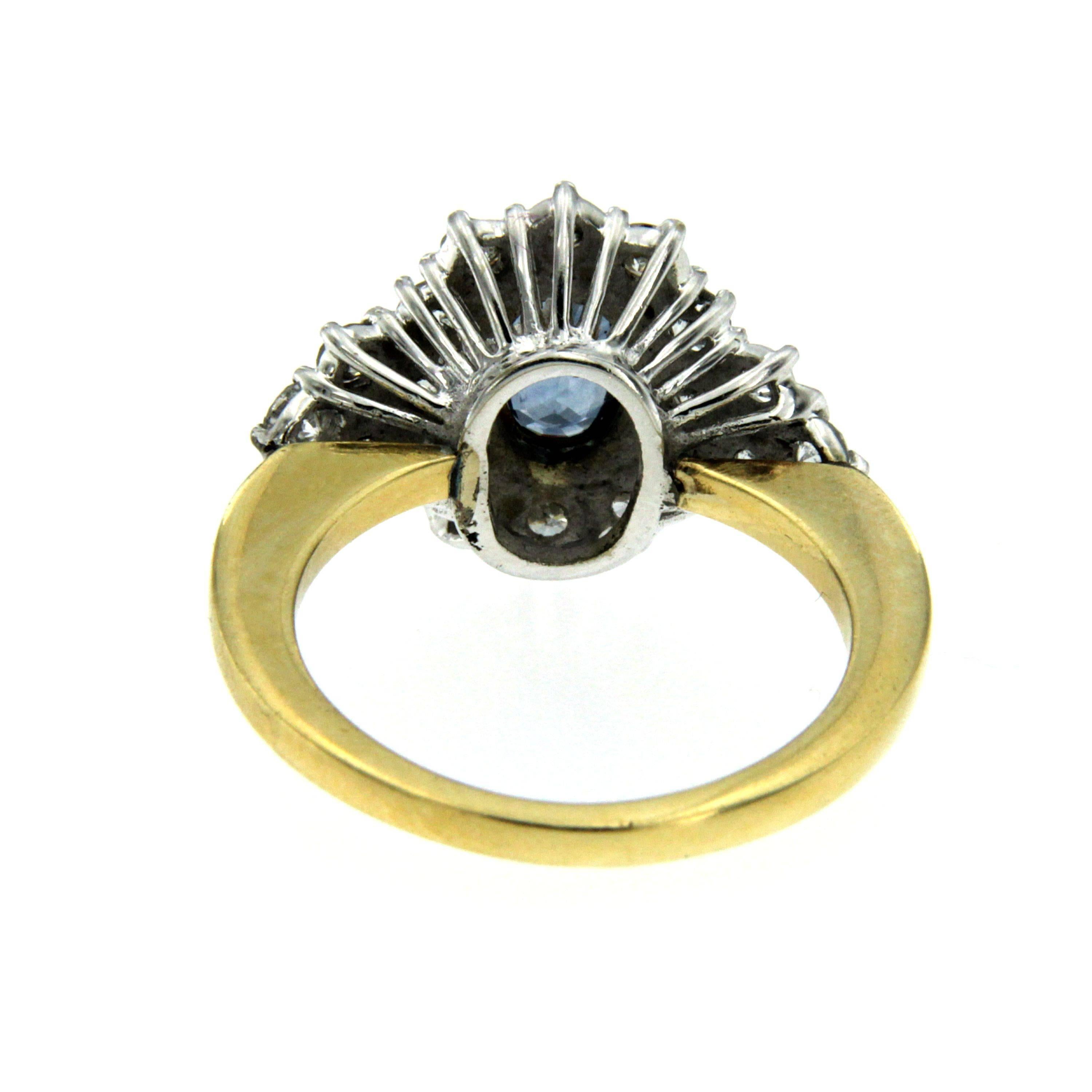 Women's or Men's Sapphire Diamond Gold Cluster Ring