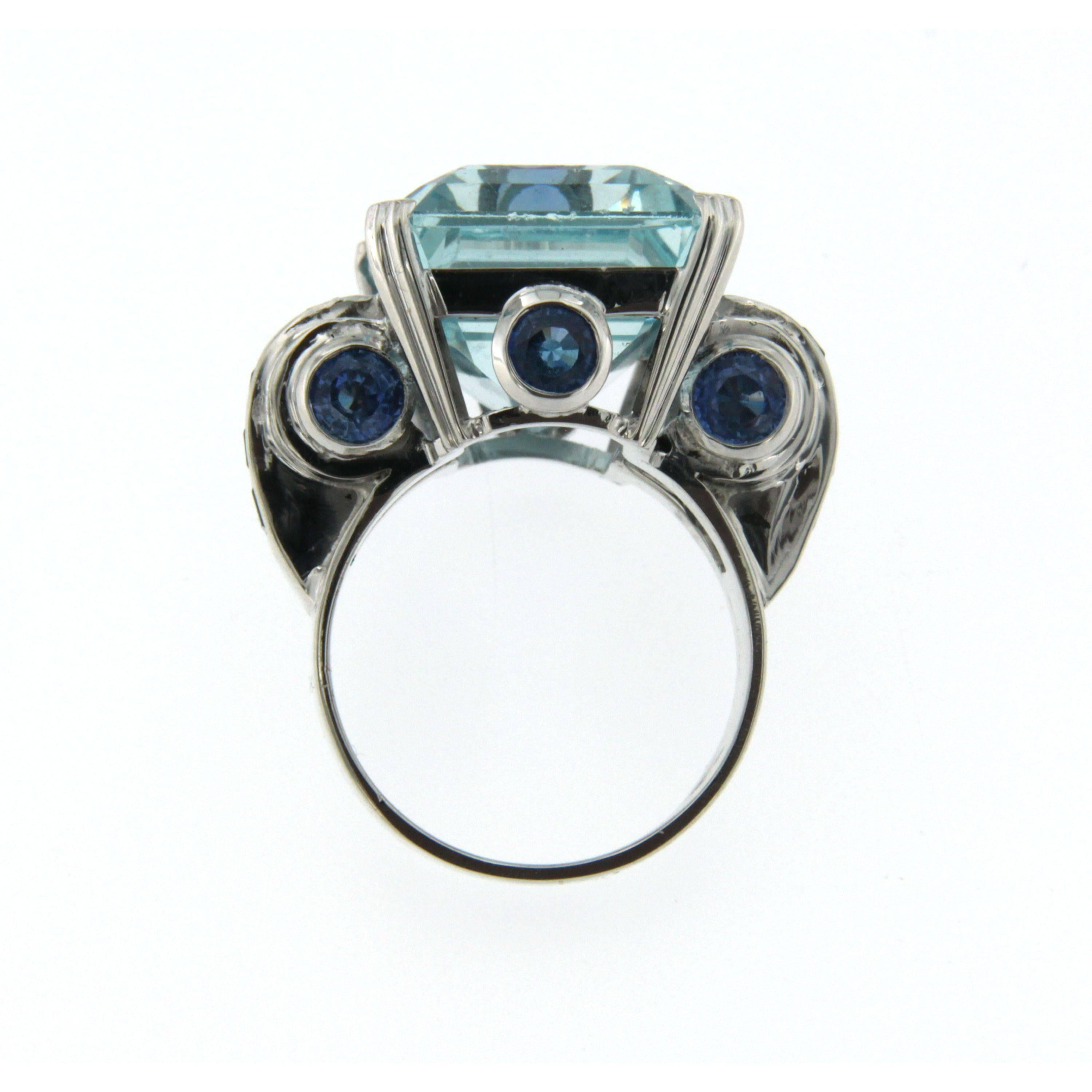 26.45 Carat Aquamarine Sapphire Diamond Gold Ring 1