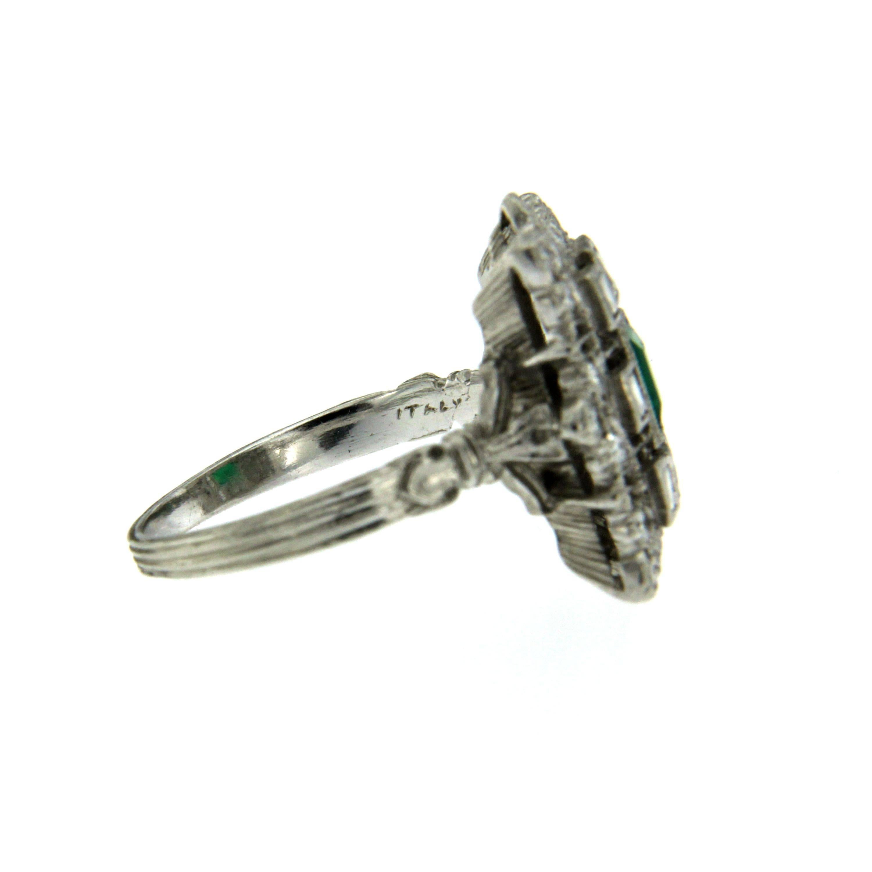 Women's Buccellati Emerald Diamond Platinum Ring
