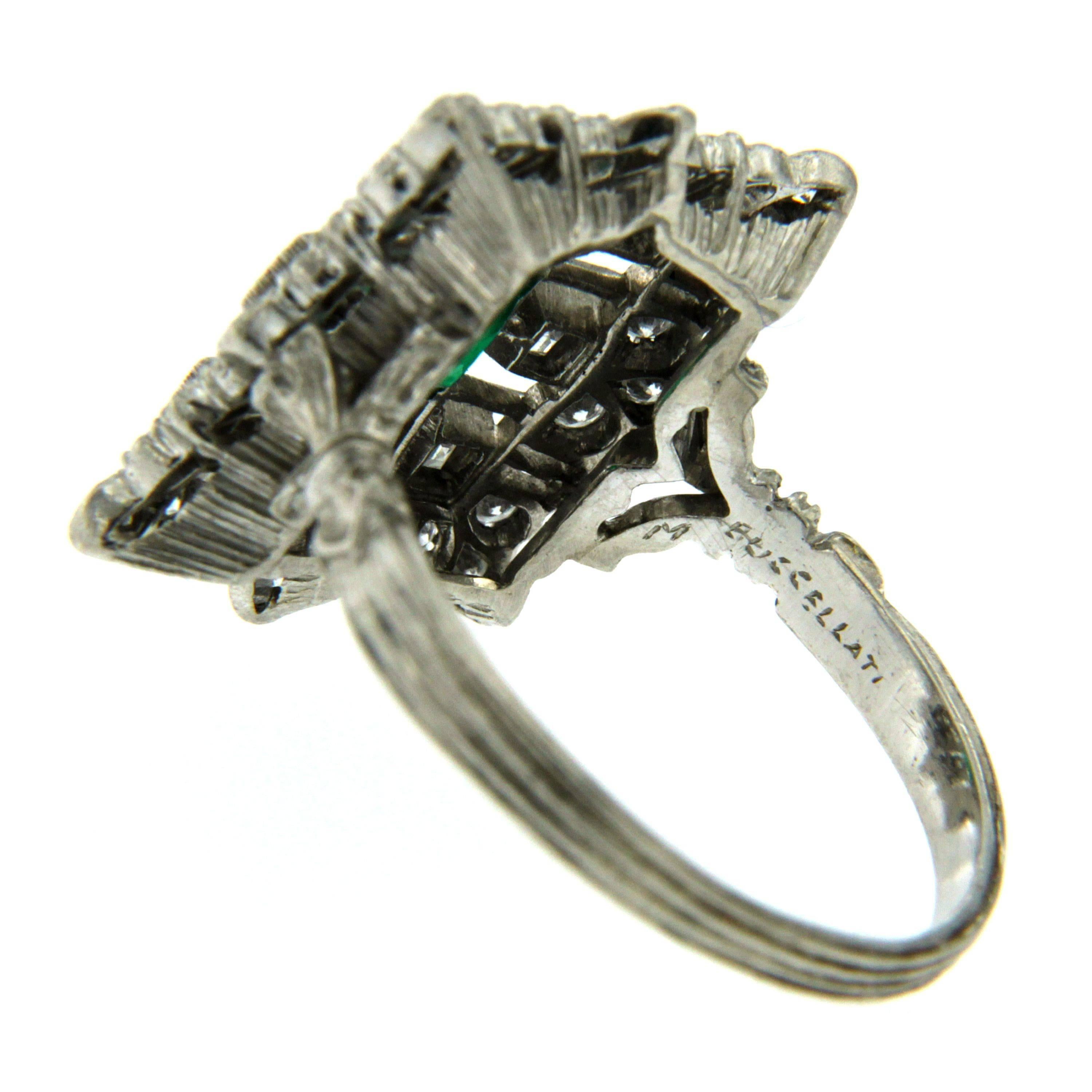 Buccellati Emerald Diamond Platinum Ring 1