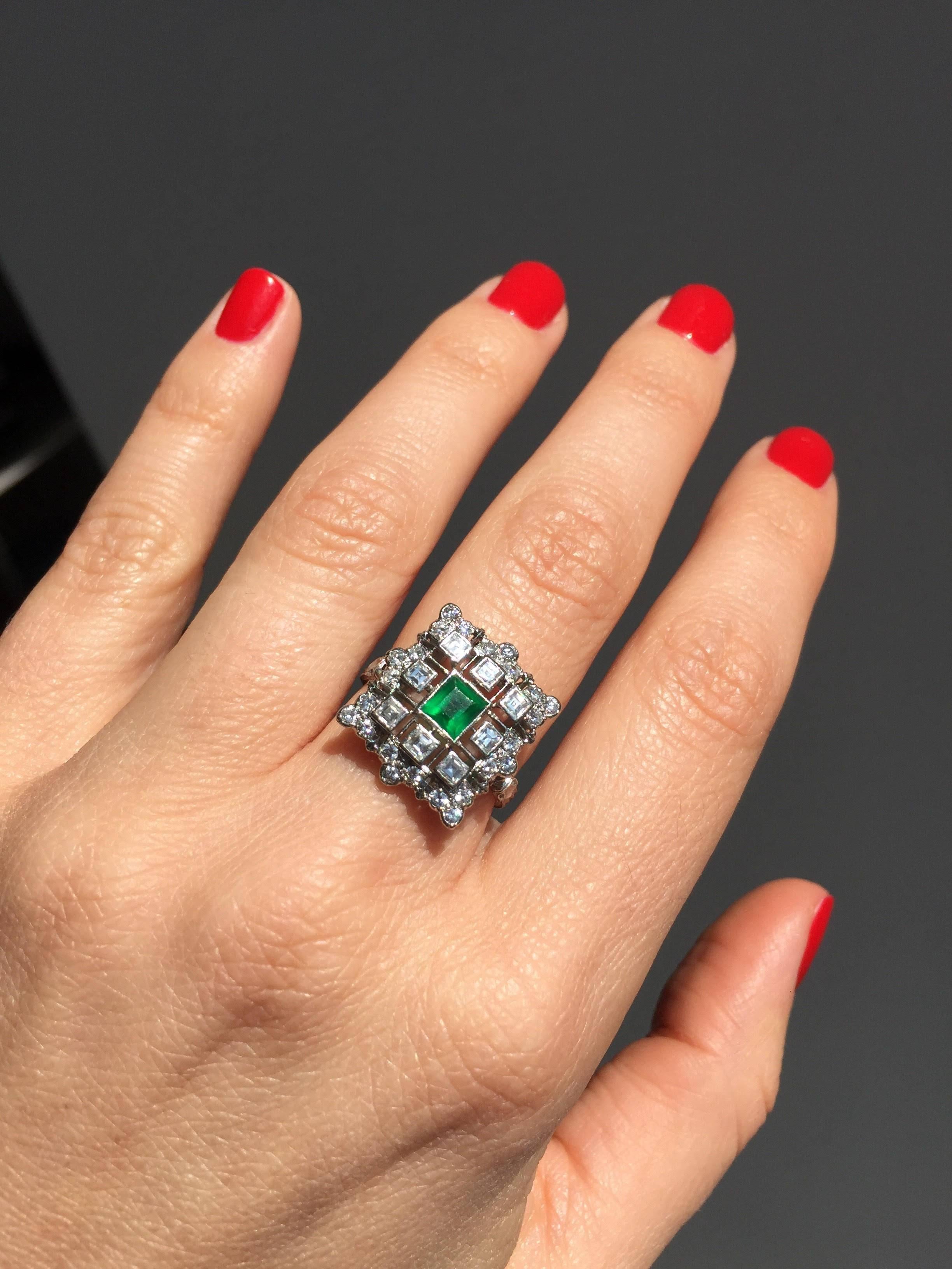Buccellati Emerald Diamond Platinum Ring 6