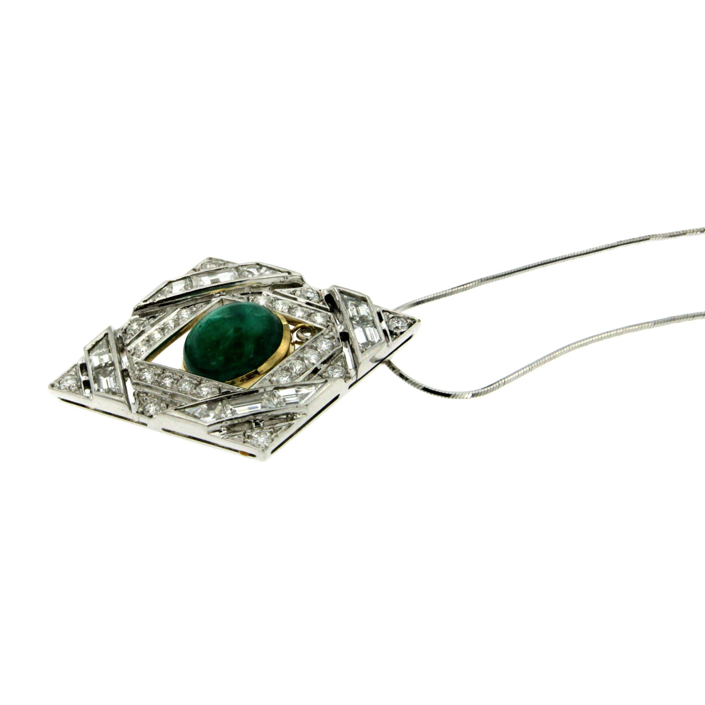 Women's Emerald Diamond Gold Pendant